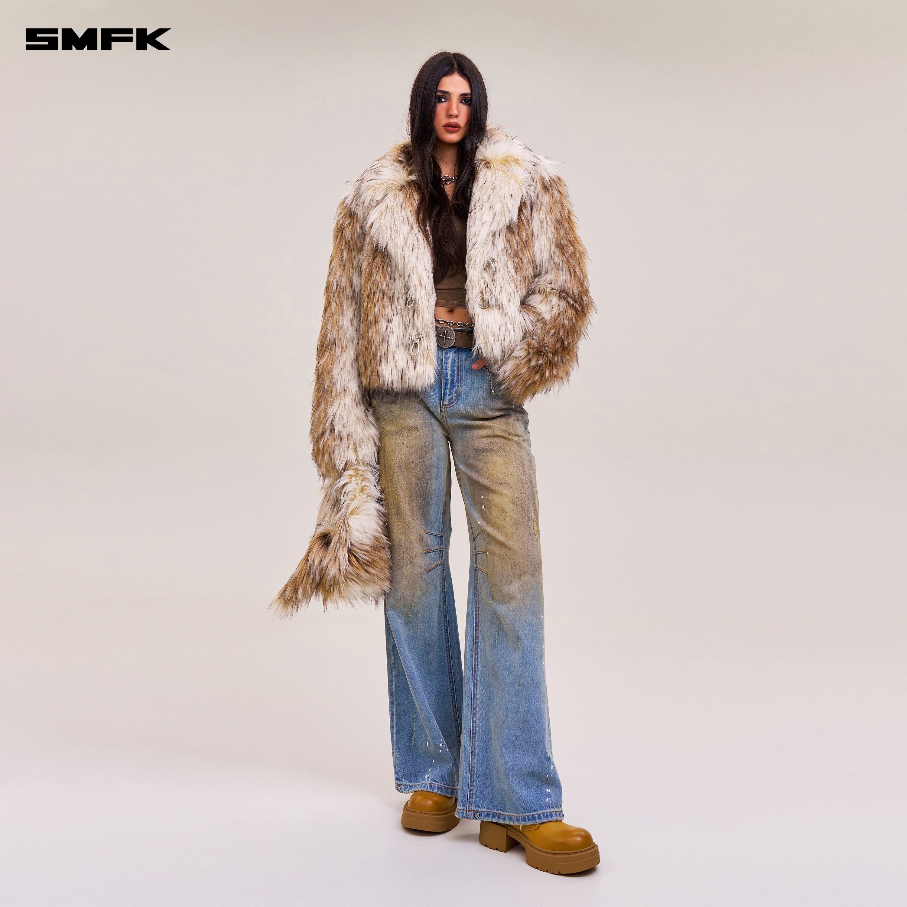 COMPASS MODE WASTELAND FURRY HUNTING COAT/SHORT ARCTIC WOLF WHITE