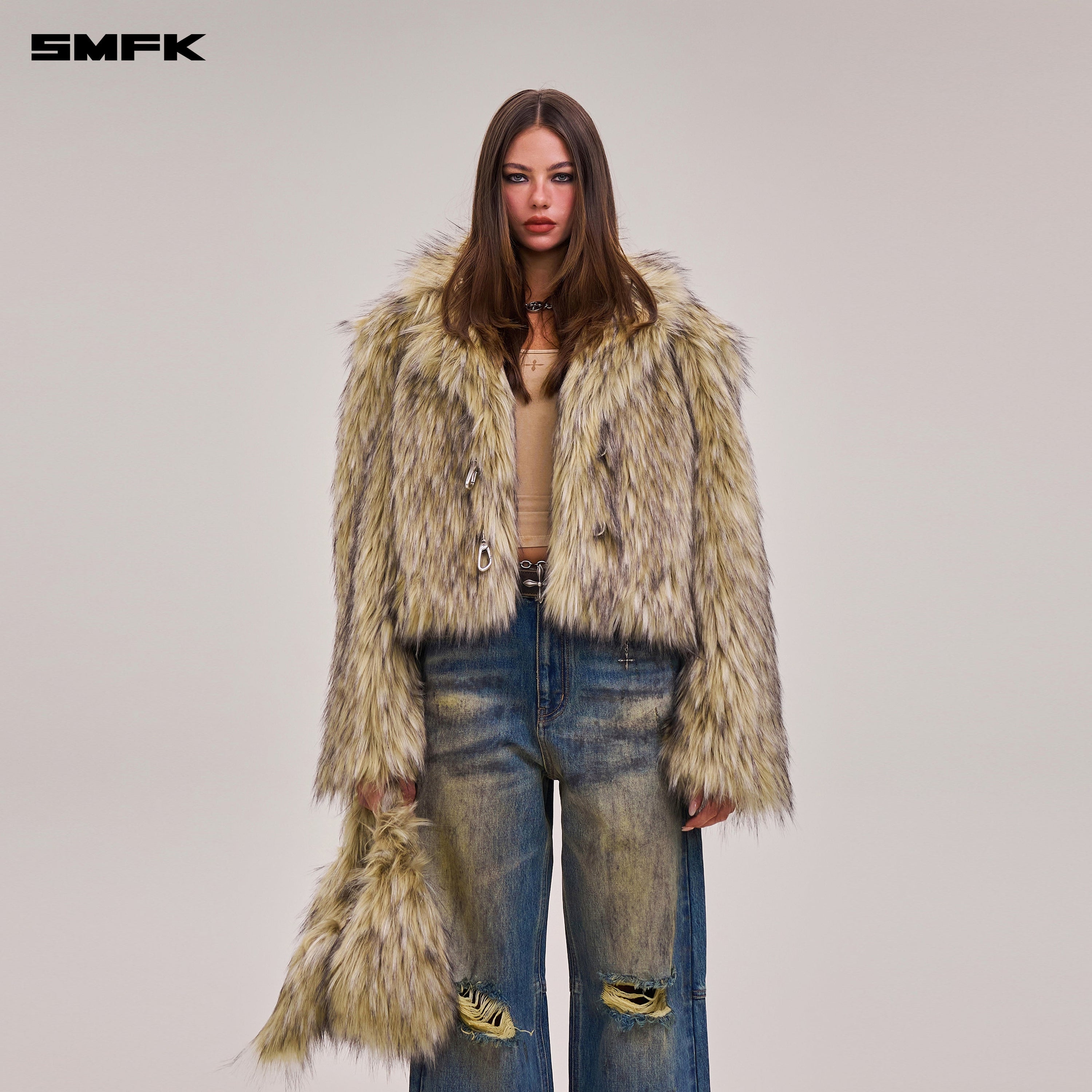 COMPASS MODE WASTELAND FURRY HUNTING COAT/SHORT WOLF BROWN