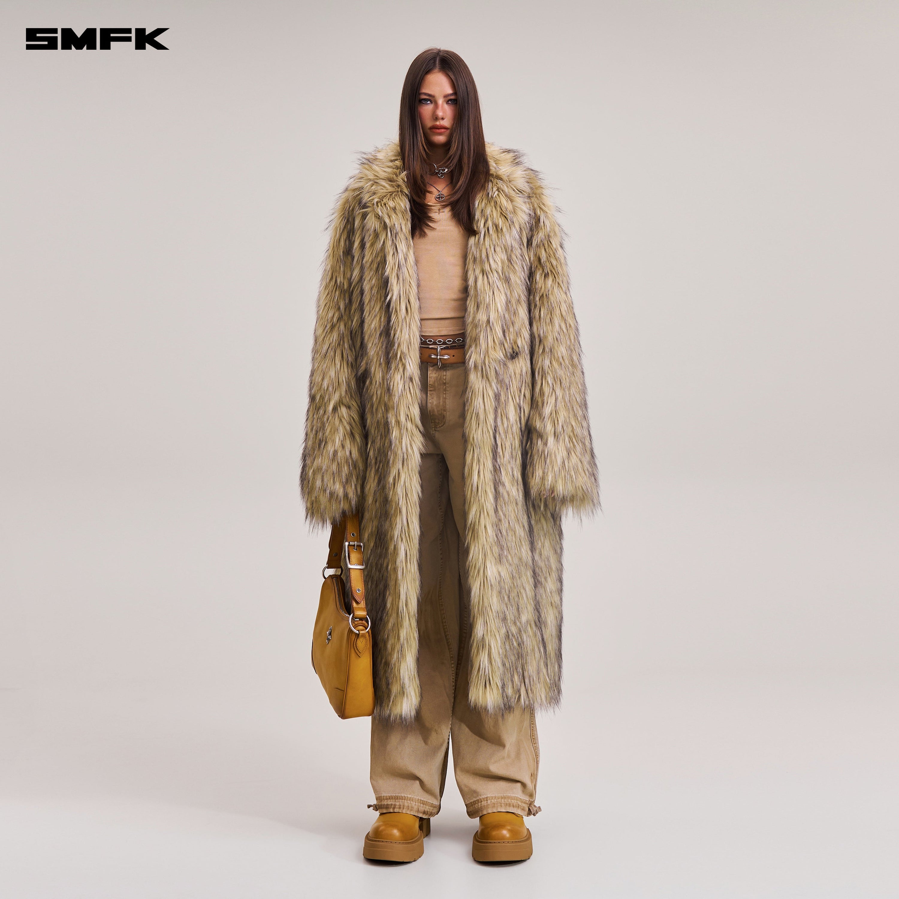 COMPASS MODE WASTELAND FURRY HUNTING OVERCOAT WOLF BROWN