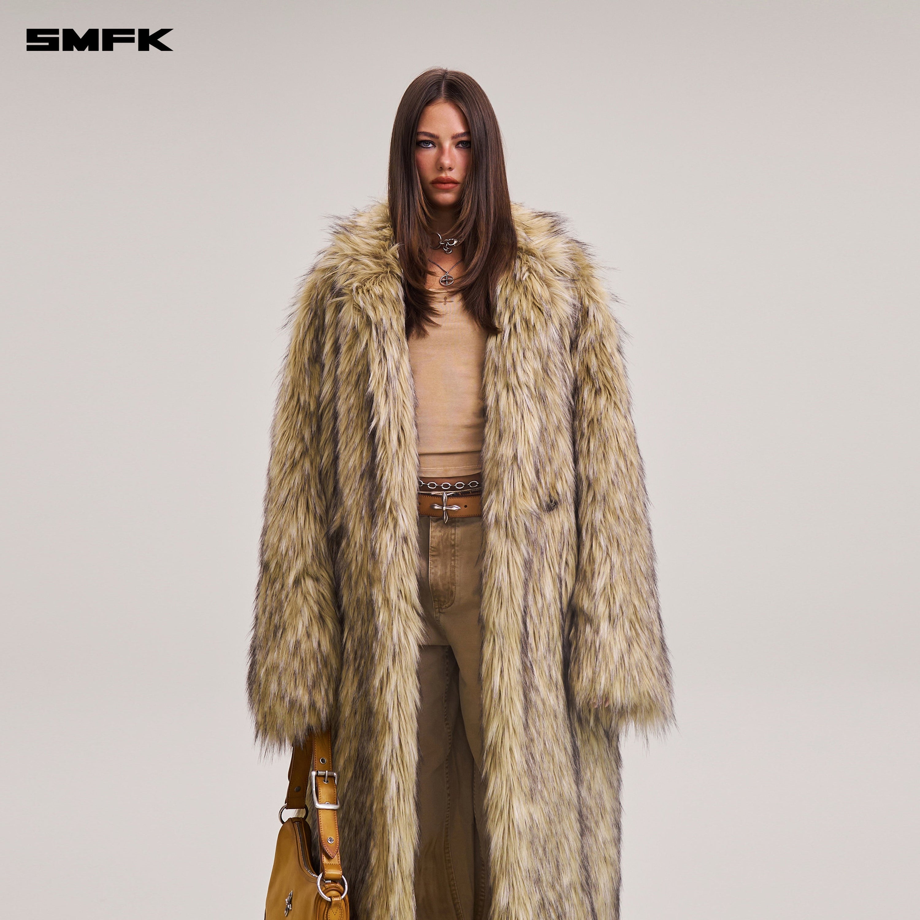 COMPASS MODE WASTELAND FURRY HUNTING OVERCOAT WOLF BROWN