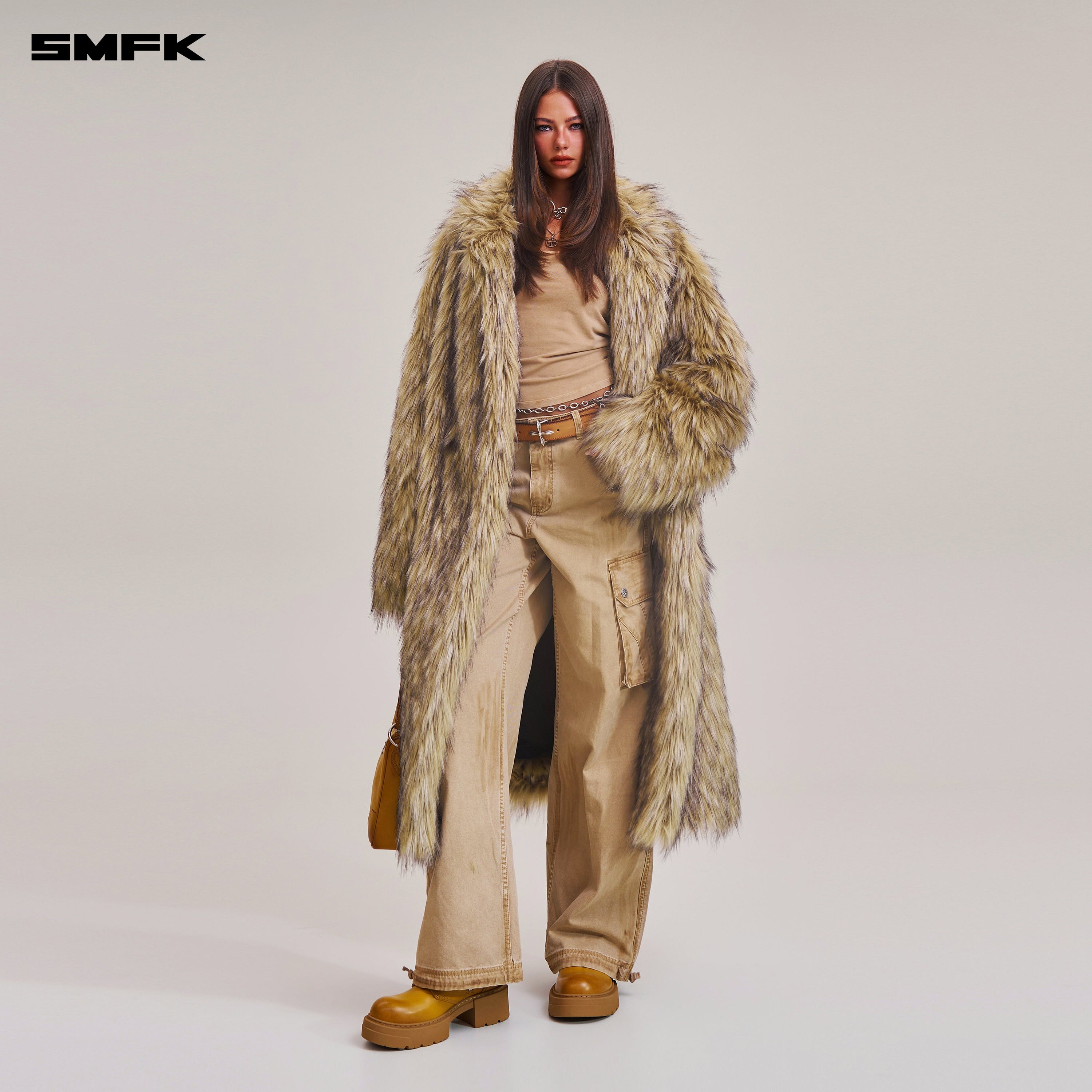 COMPASS MODE WASTELAND FURRY HUNTING OVERCOAT WOLF BROWN