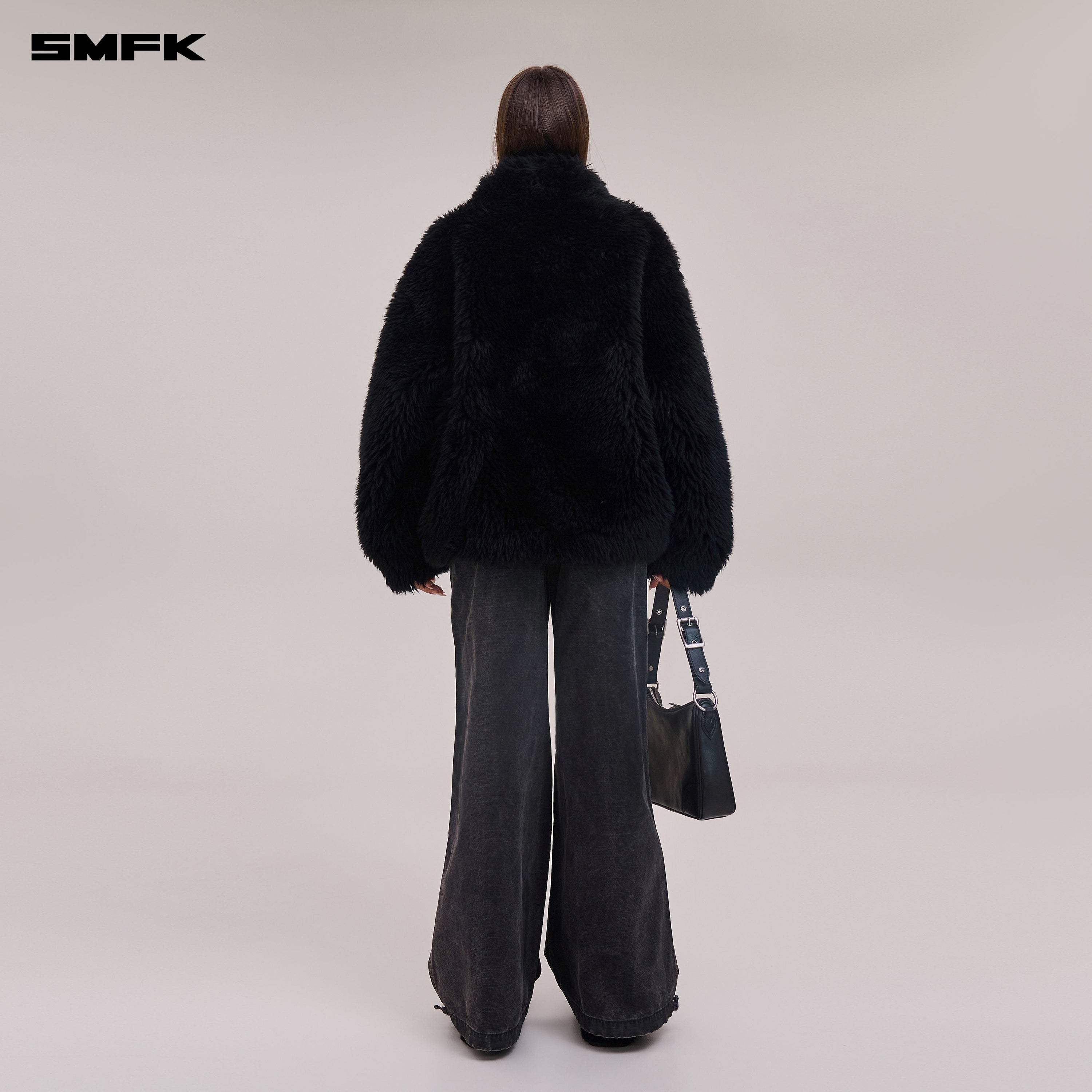 COMPASS MODE ROVE RAW WOOL LOOSE JACKET WILD BLACK