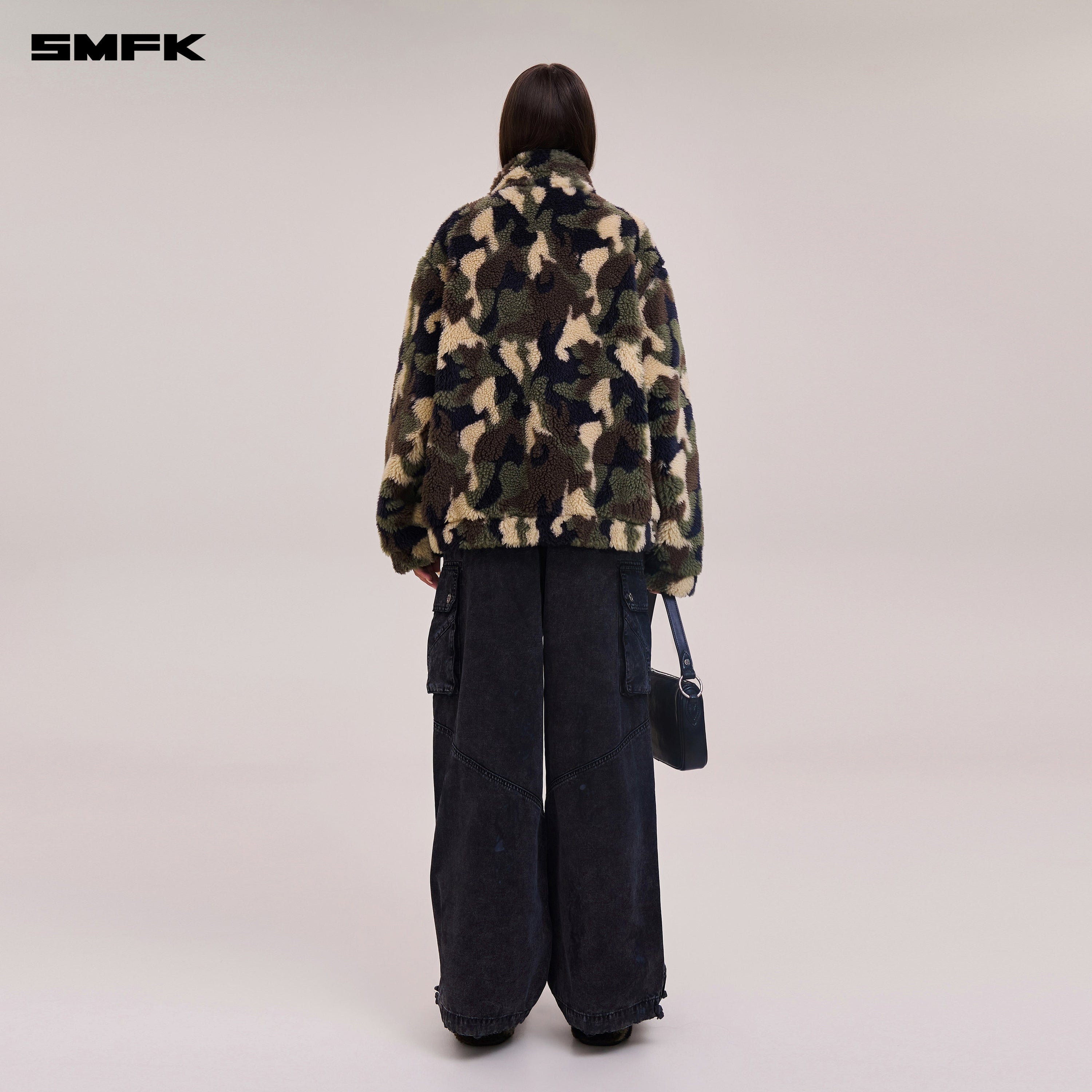 COMPASS MODE ROVE WOOL JACQUARD CAMO LOOSE JACKET GREEN GHOST CAMO