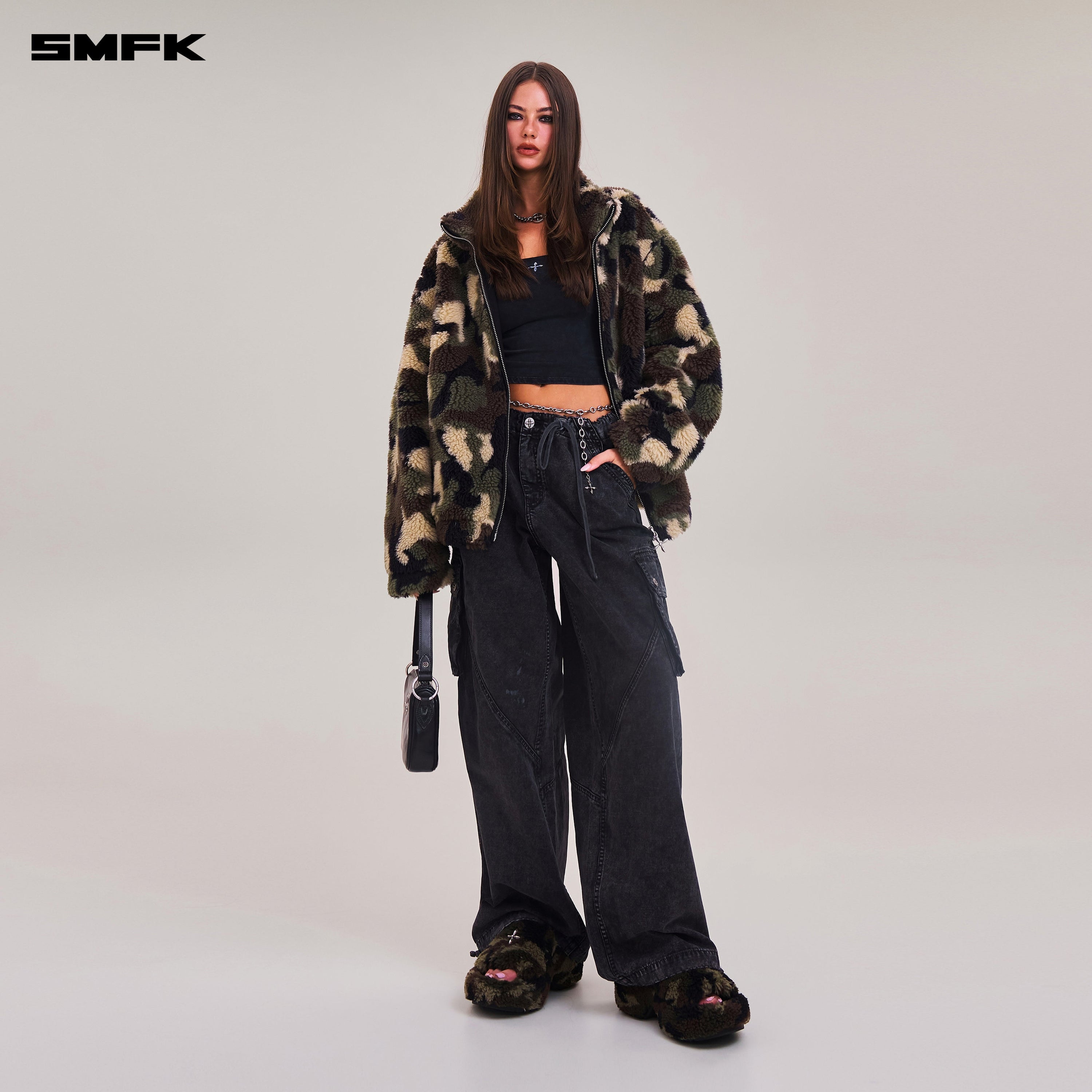 COMPASS MODE ROVE WOOL JACQUARD CAMO LOOSE JACKET GREEN GHOST CAMO