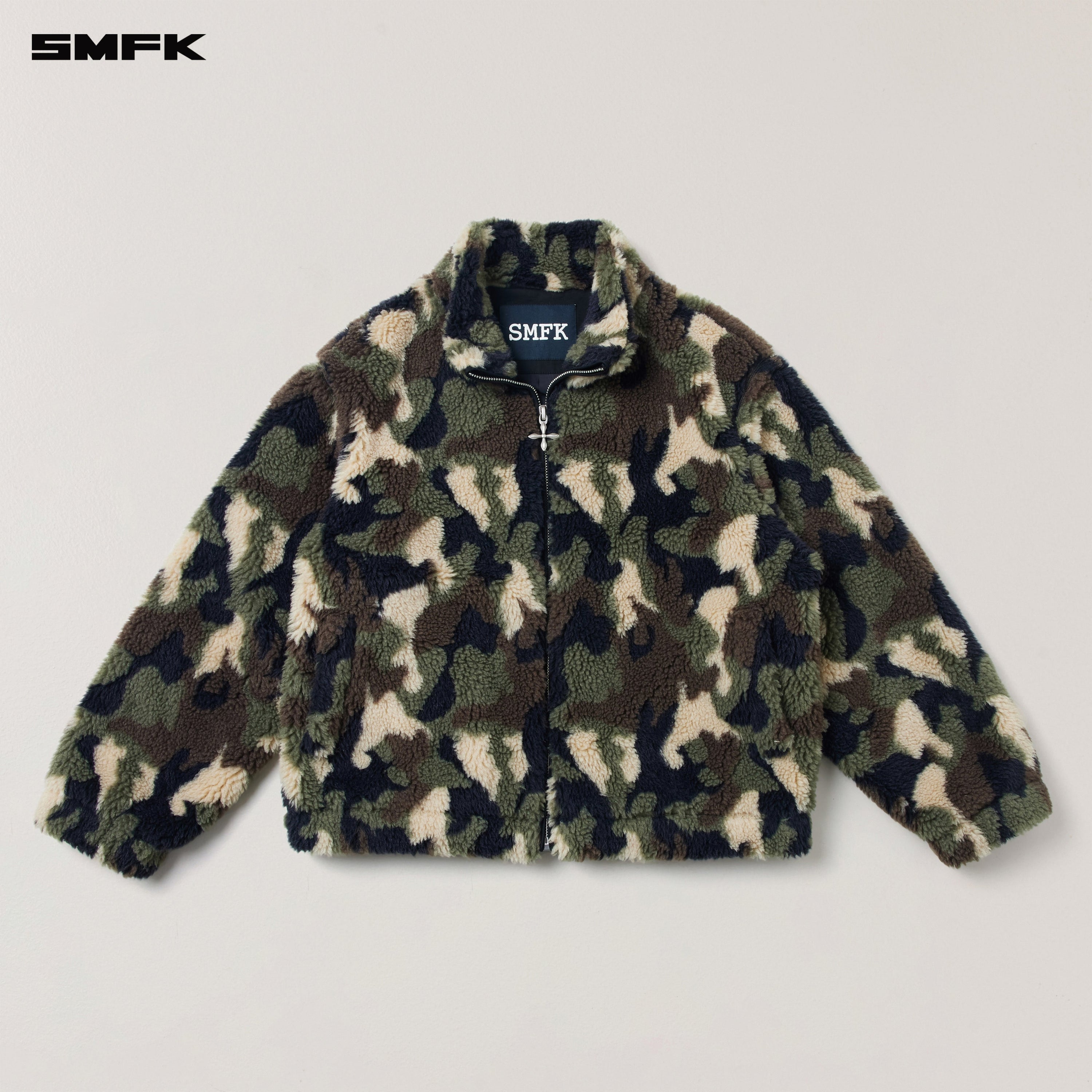 COMPASS MODE ROVE WOOL JACQUARD CAMO LOOSE JACKET GREEN GHOST CAMO
