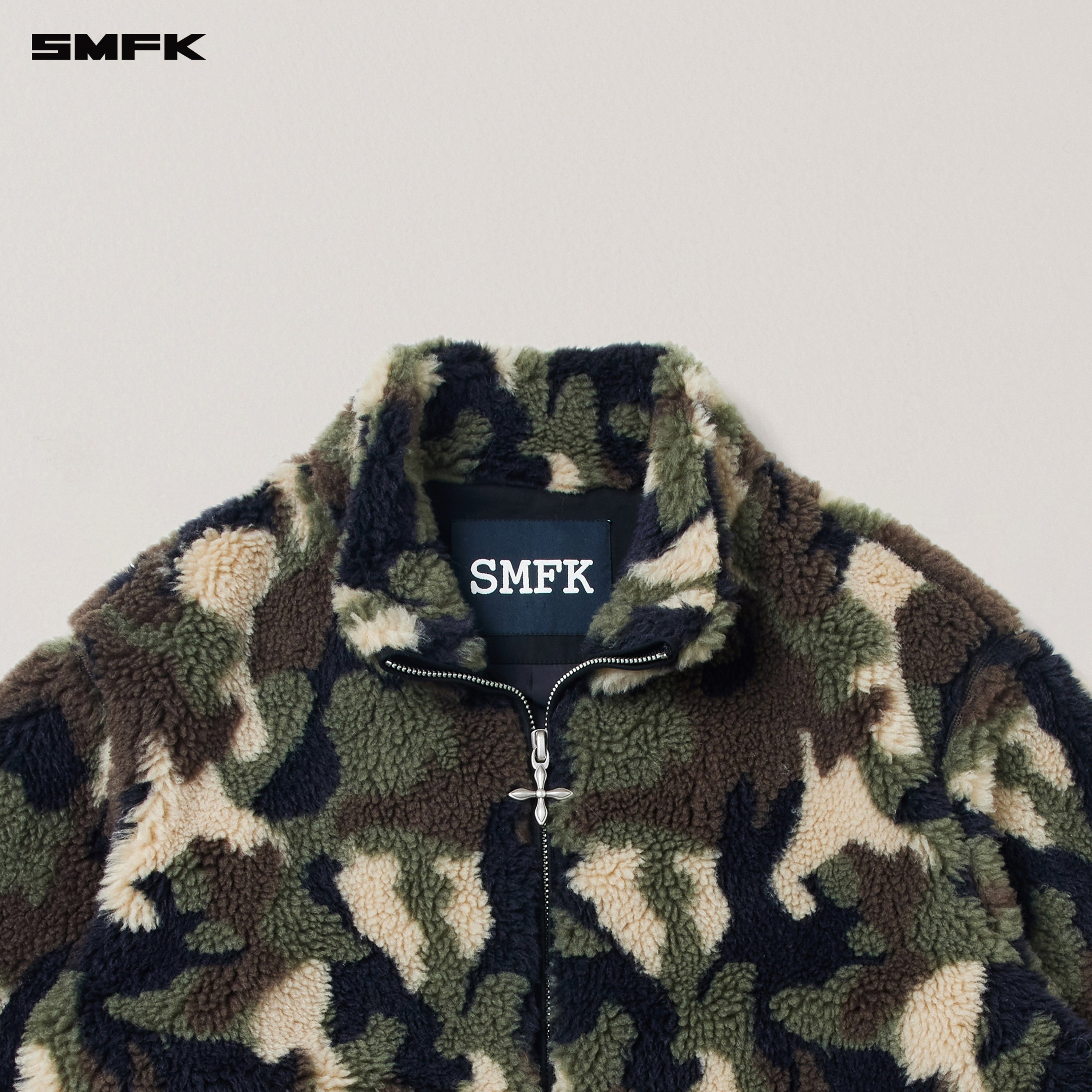 COMPASS MODE ROVE WOOL JACQUARD CAMO LOOSE JACKET GREEN GHOST CAMO