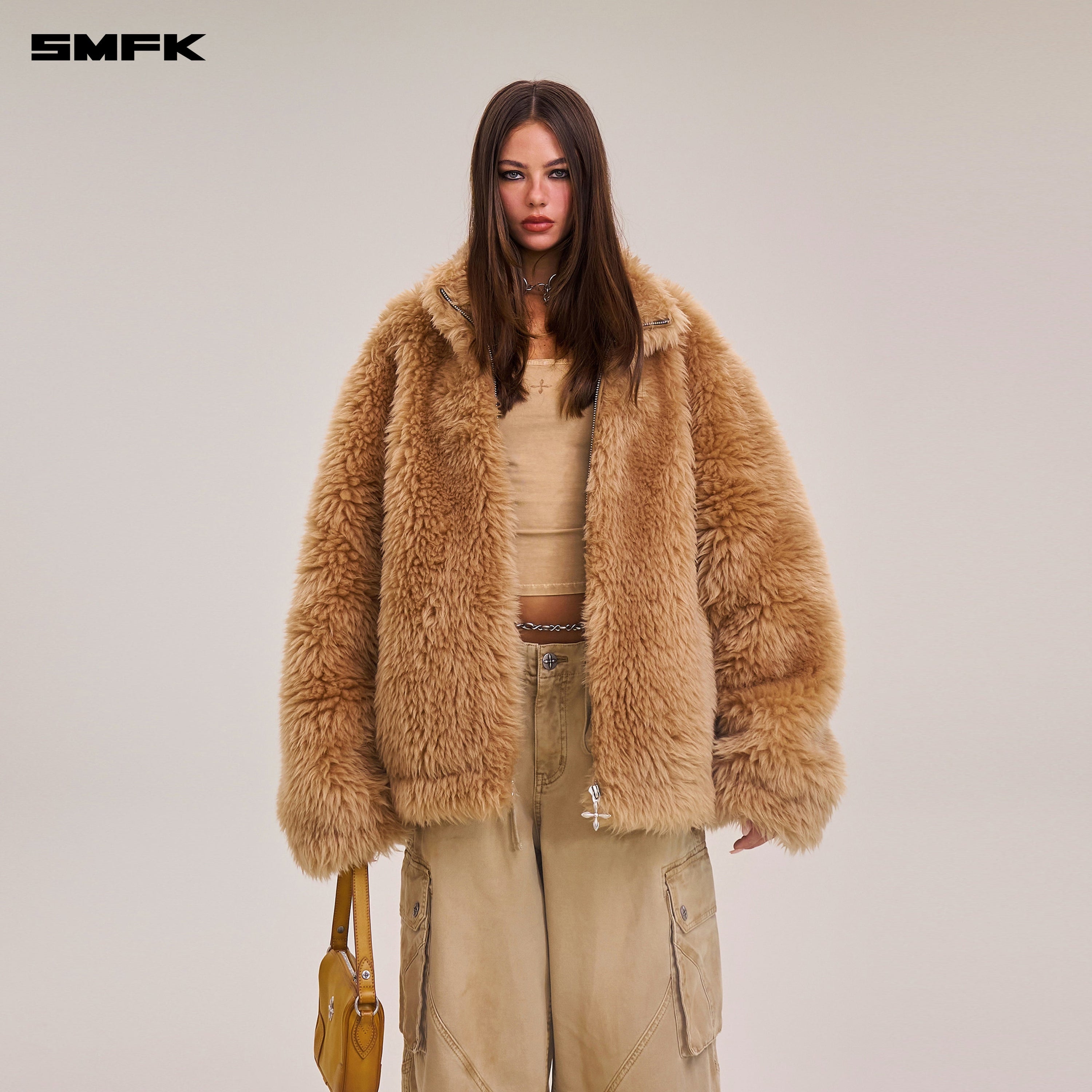 COMPASS MODE ROVE RAW WOOL LOOSE JACKET GRASSLAND BROWN