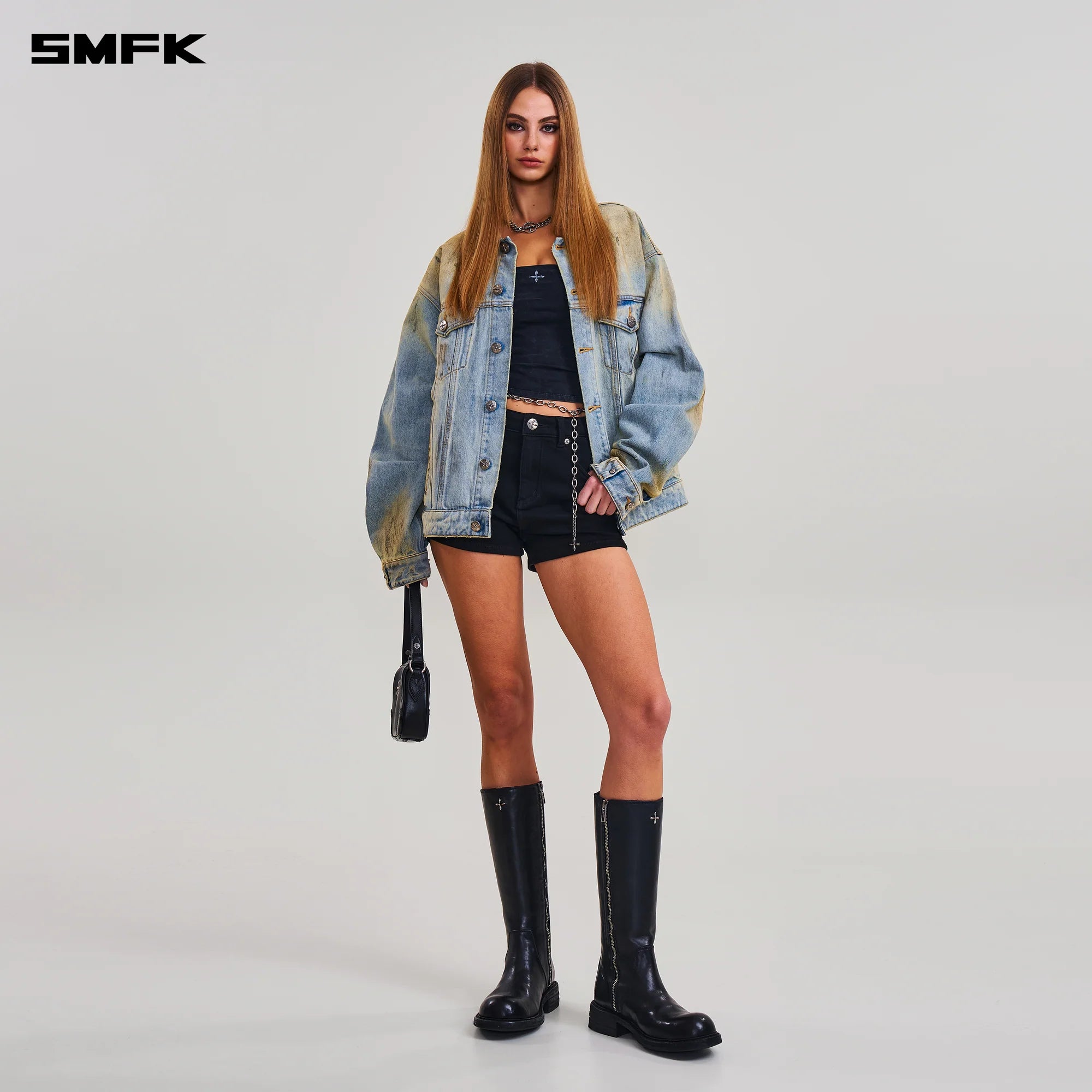 COMPASS MODE WASTELAND LOOSE DENIM JACKET LAKE BLUE