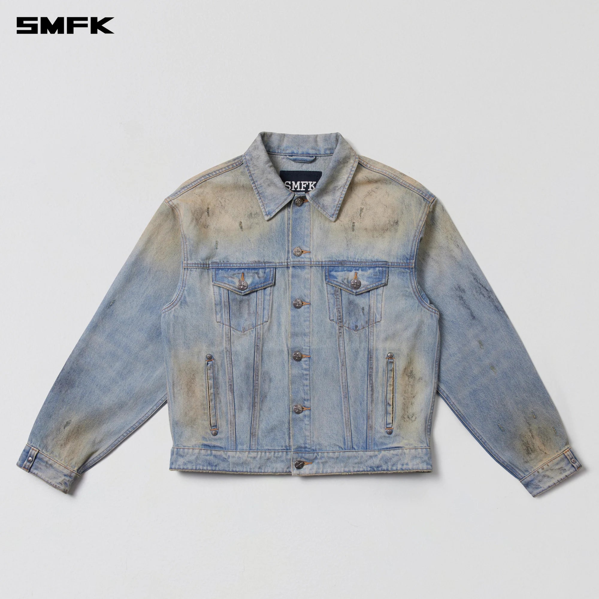 COMPASS MODE WASTELAND LOOSE DENIM JACKET LAKE BLUE