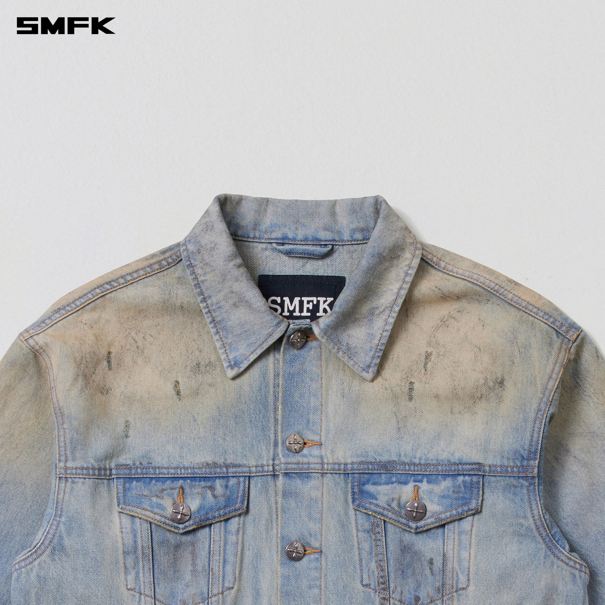 COMPASS MODE WASTELAND LOOSE DENIM JACKET LAKE BLUE