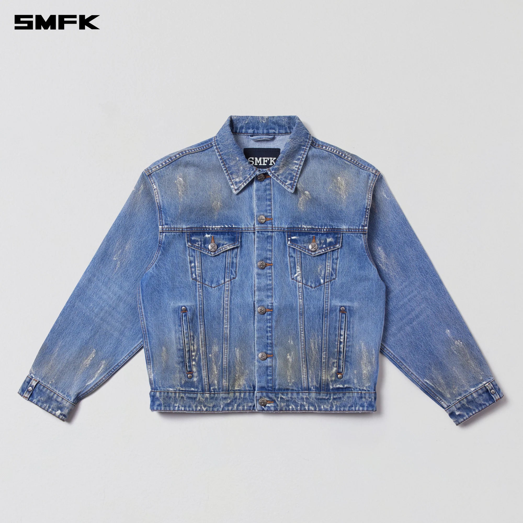 COMPASS MODE TIDE LOOSE DENIM JACKET MARINE BLUE