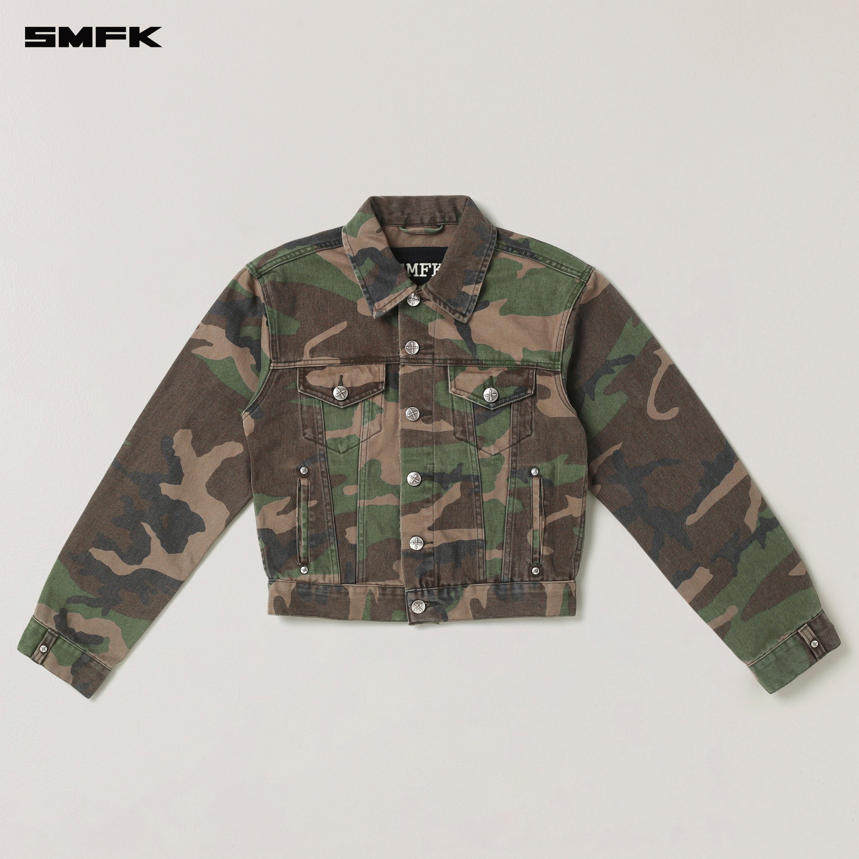 COMPASS PERMANENT SLIM DENIM JACKET ARMY GREEN CAMOUFLAGE