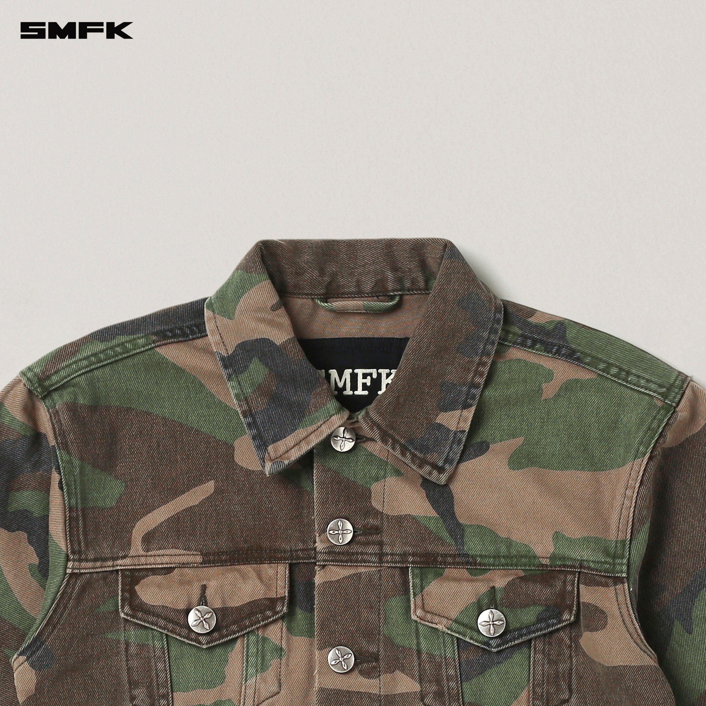 COMPASS PERMANENT SLIM DENIM JACKET ARMY GREEN CAMOUFLAGE