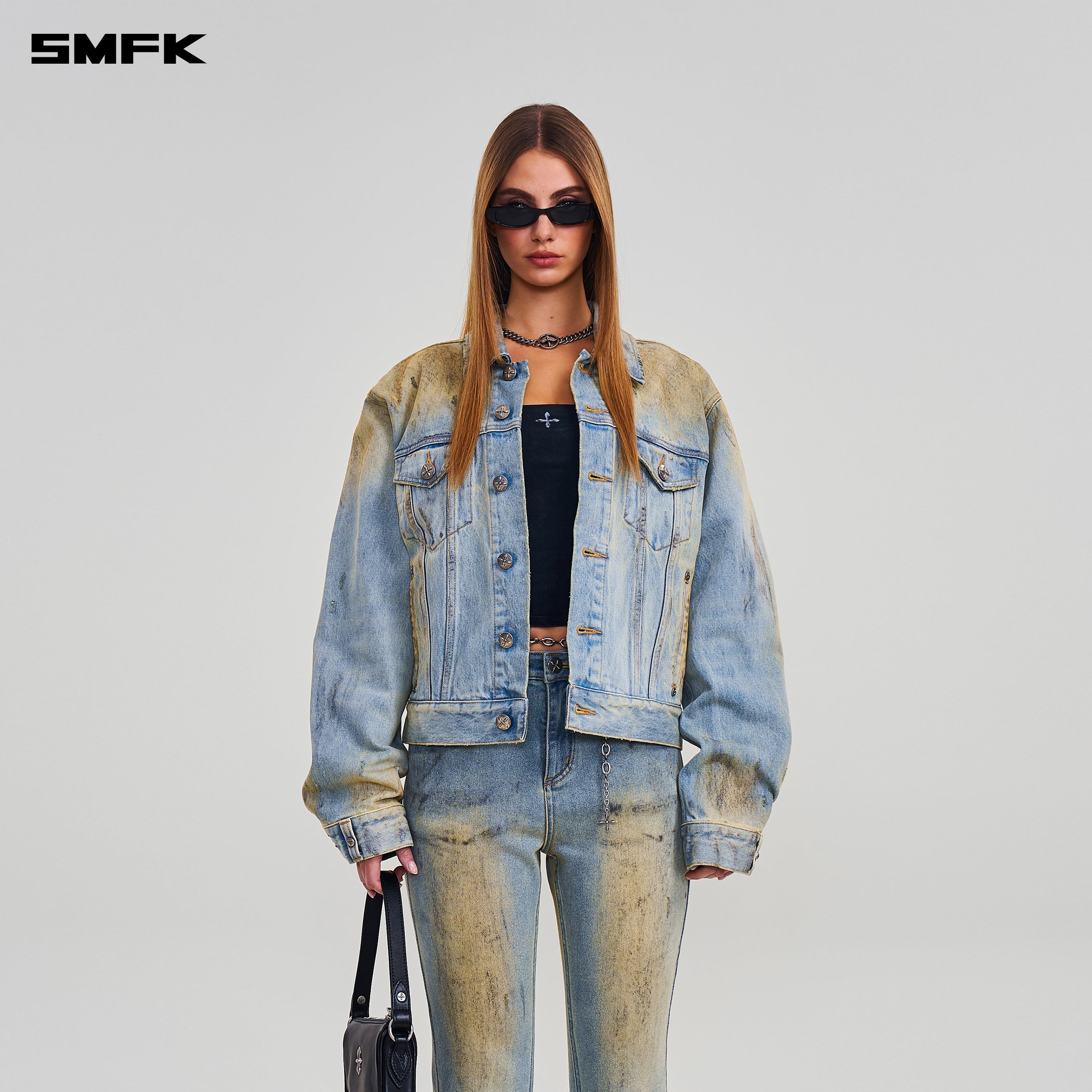 COMPASS PERMANENT WASTELAND SLIM DENIM JACKET LAKE BLUE