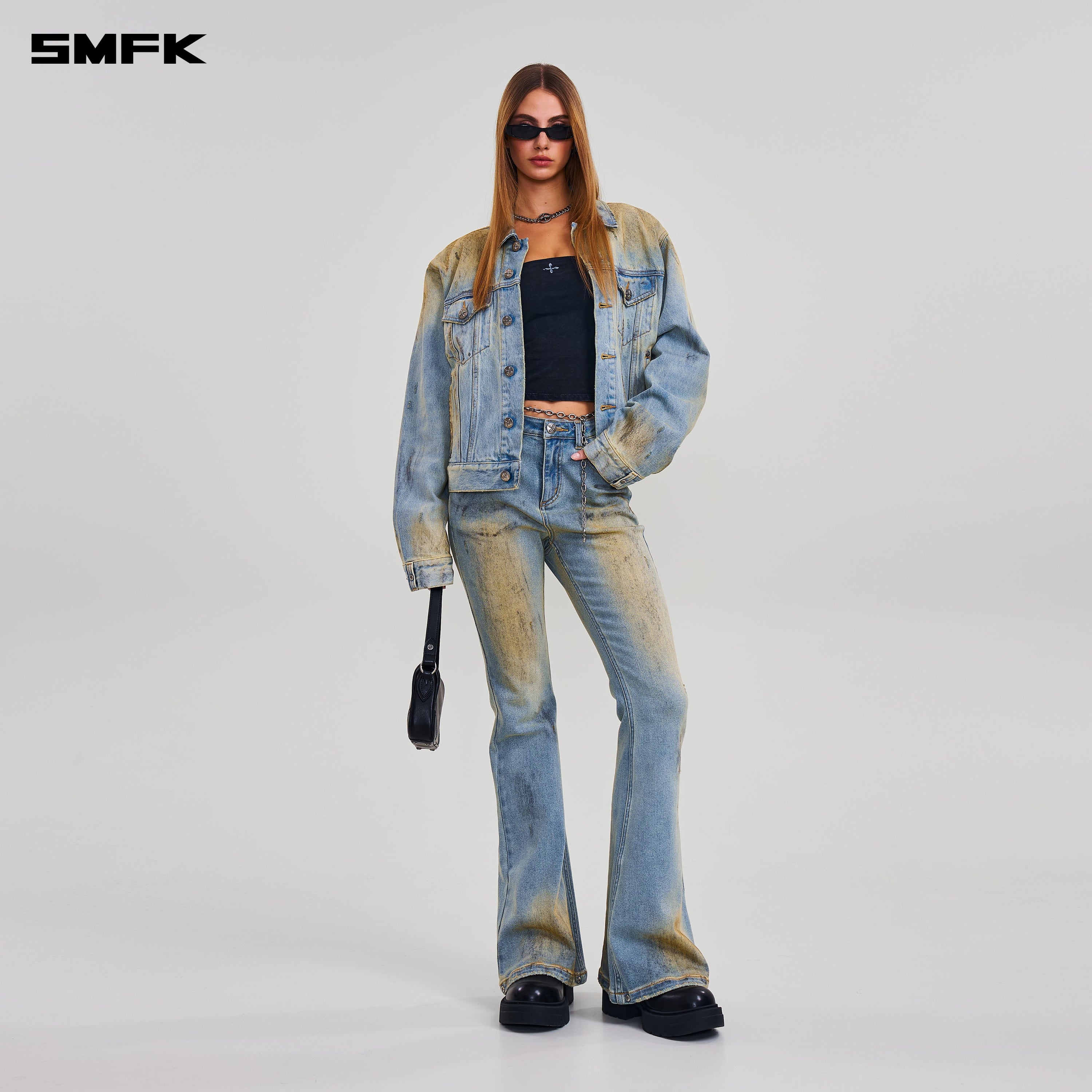 COMPASS PERMANENT WASTELAND SLIM DENIM JACKET LAKE BLUE