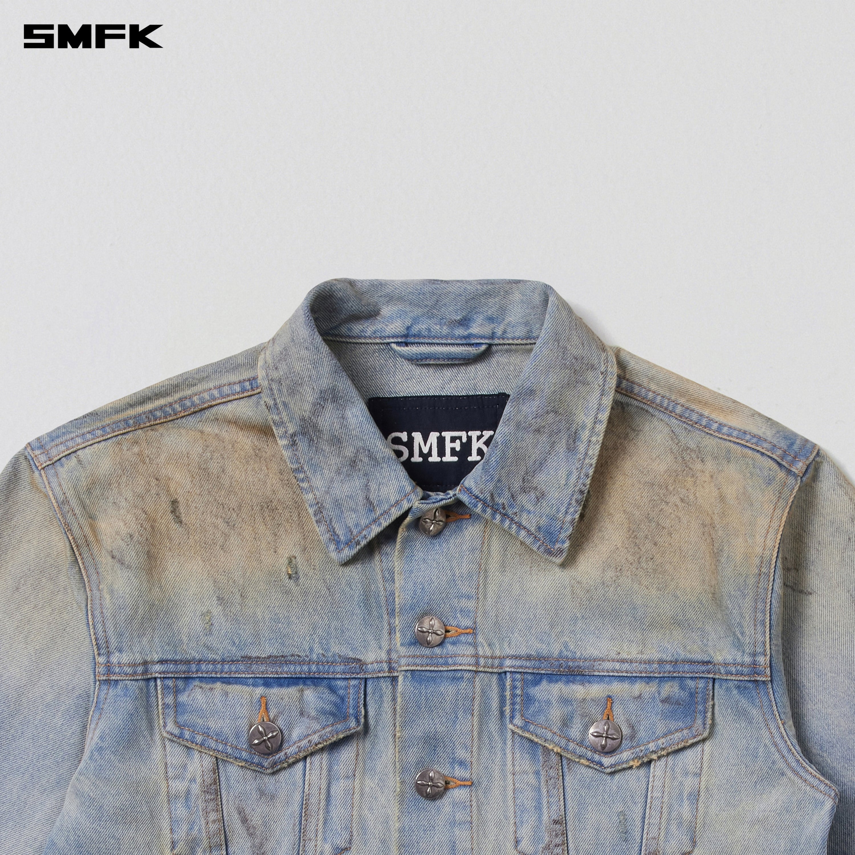 COMPASS PERMANENT WASTELAND SLIM DENIM JACKET LAKE BLUE