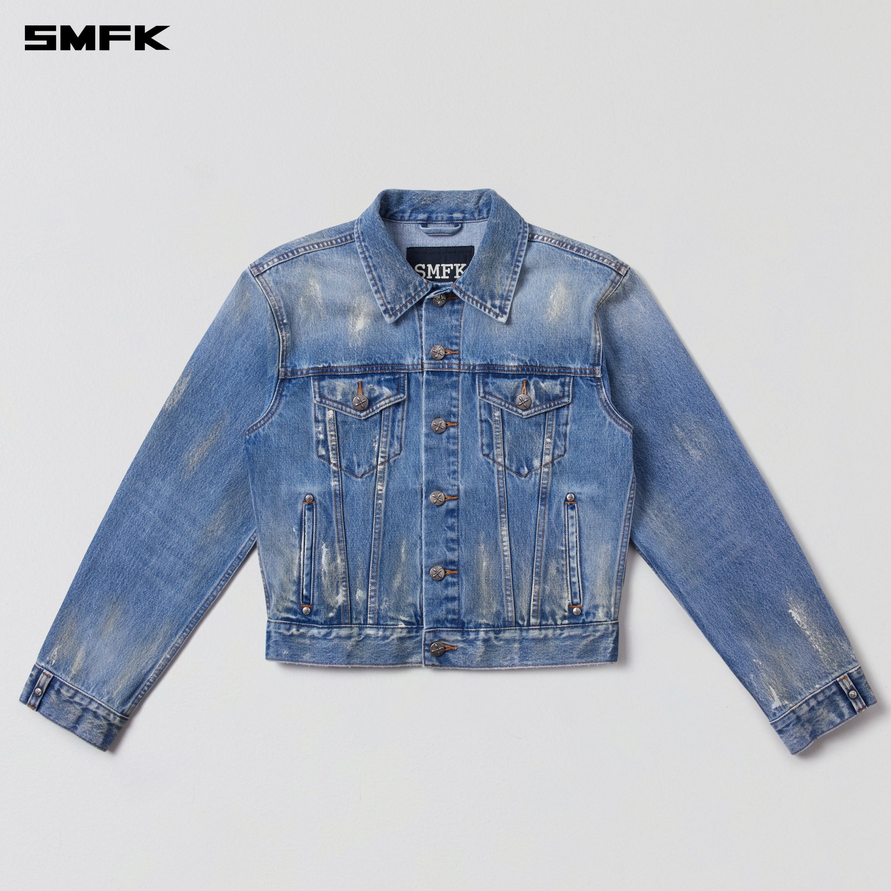 COMPASS PERMANENT WASTELAND SLIM DENIM JACKET MARINE BLUE