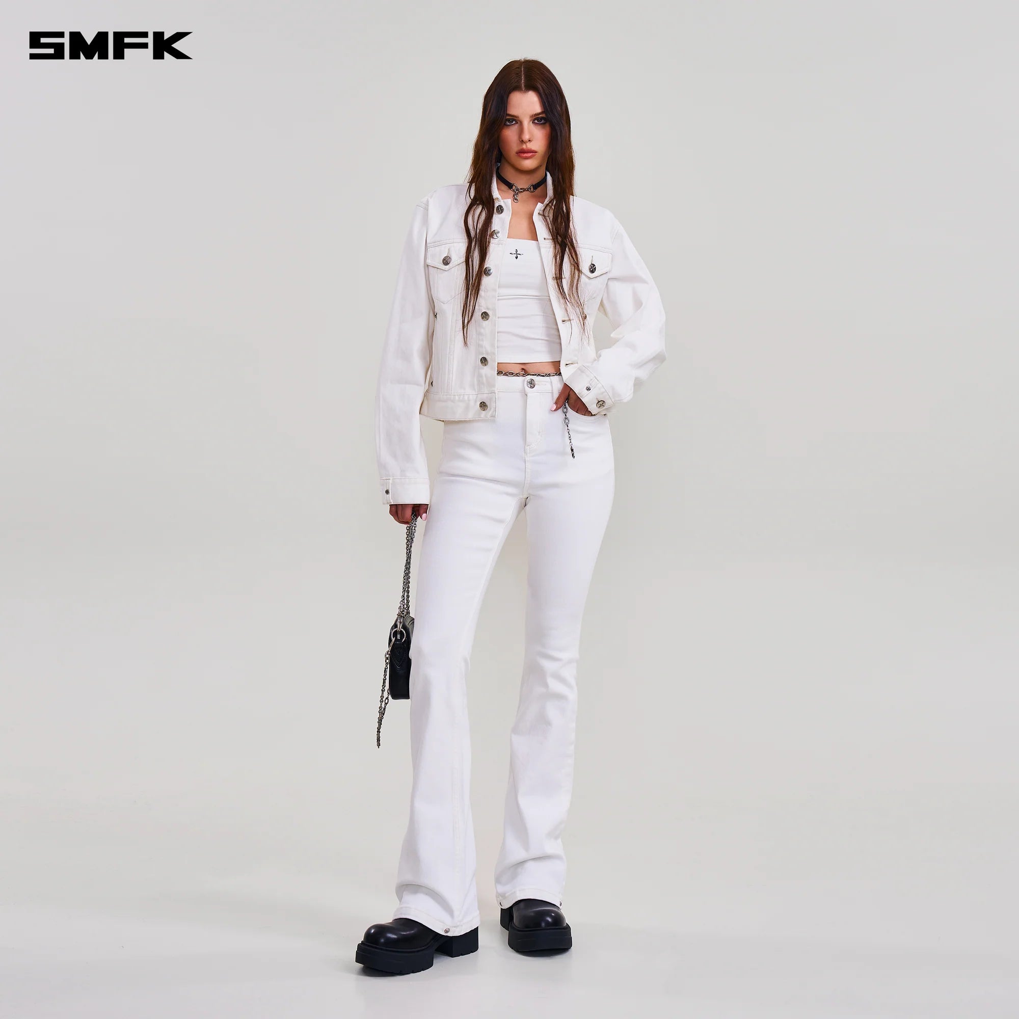 COMPASS PERMANENT SLIM DENIM JACKET SNOW MOUNTAIN WHITE