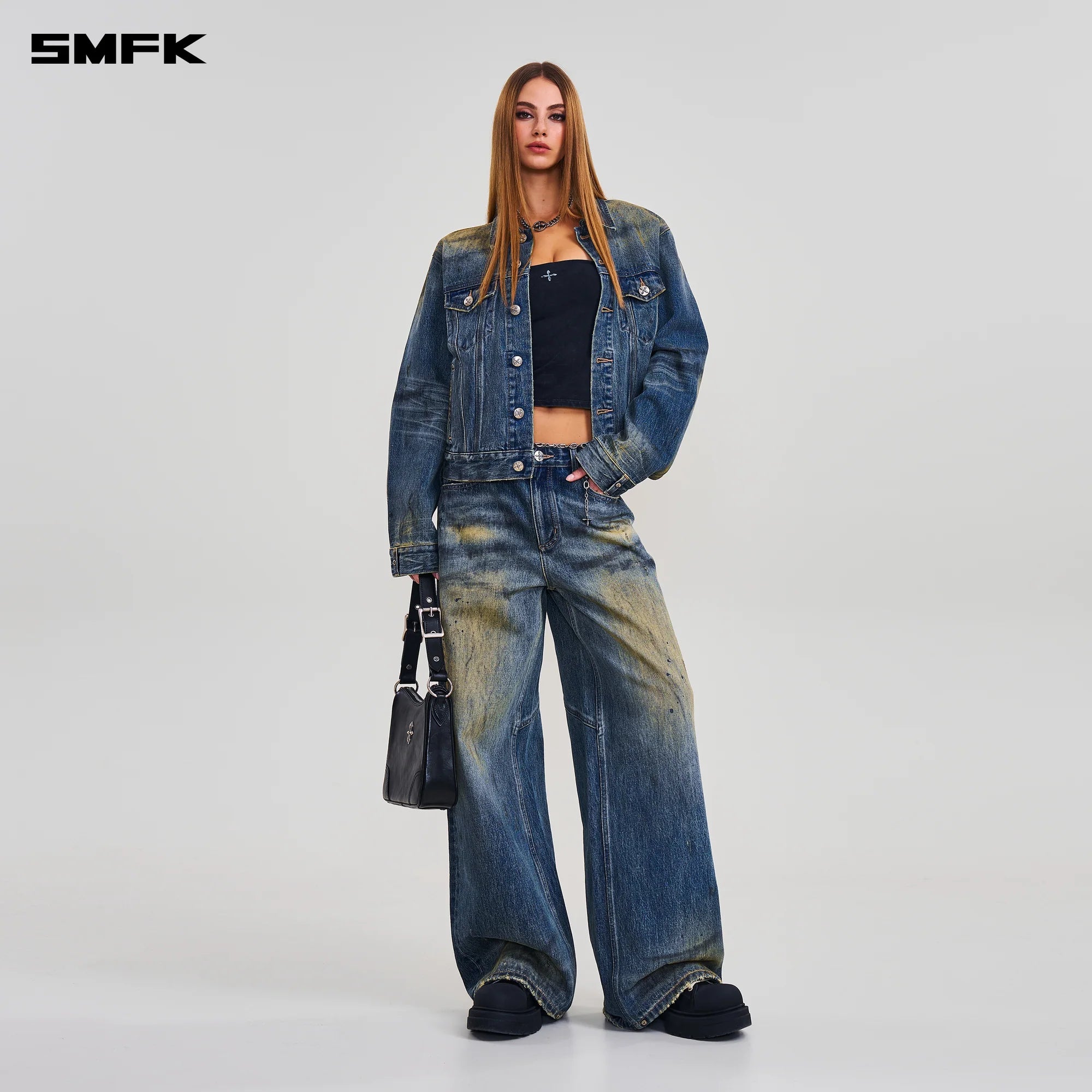 COMPASS PERMANENT WASTELAND SLIM DENIM JACKET WASTELAND BLUE