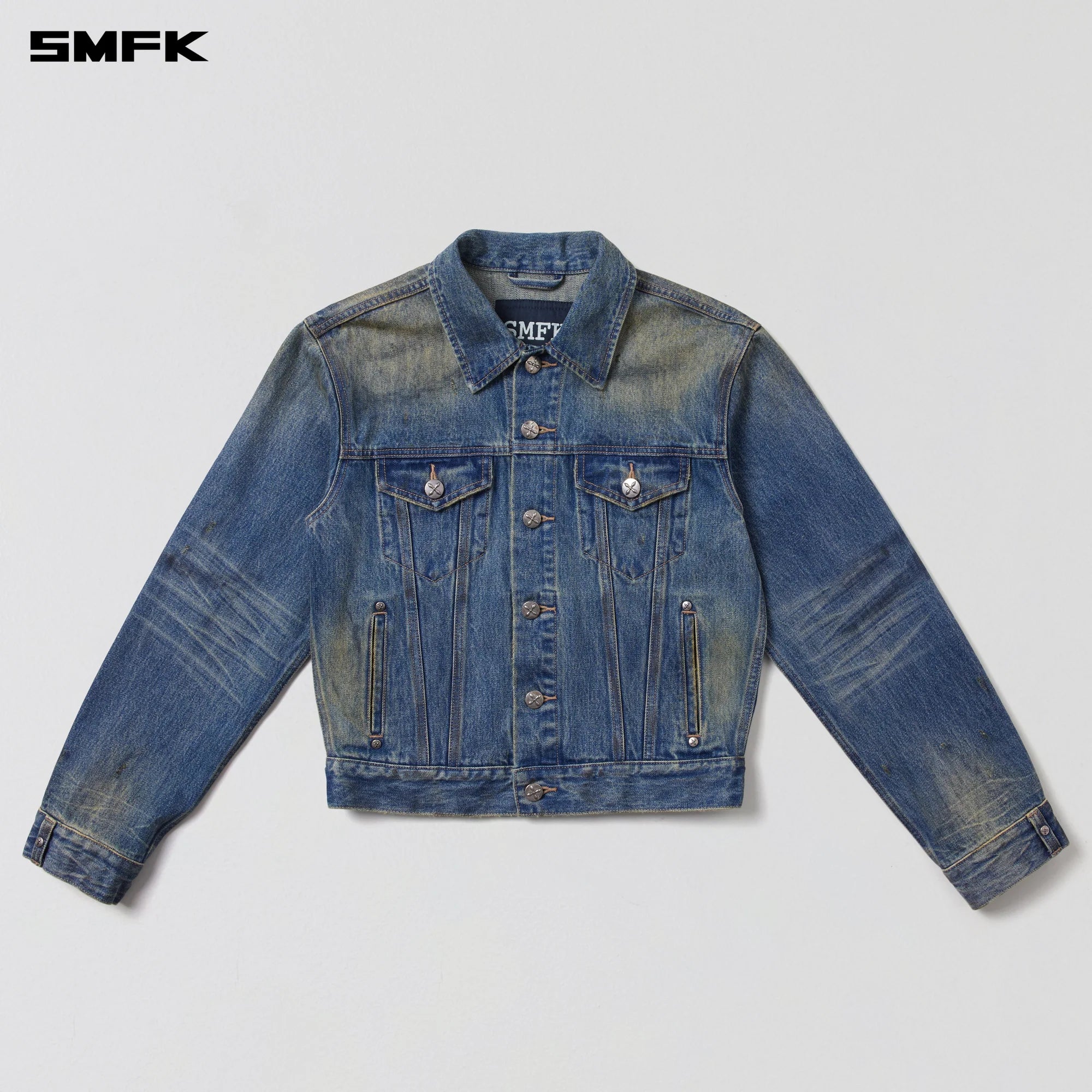 COMPASS PERMANENT WASTELAND SLIM DENIM JACKET WASTELAND BLUE