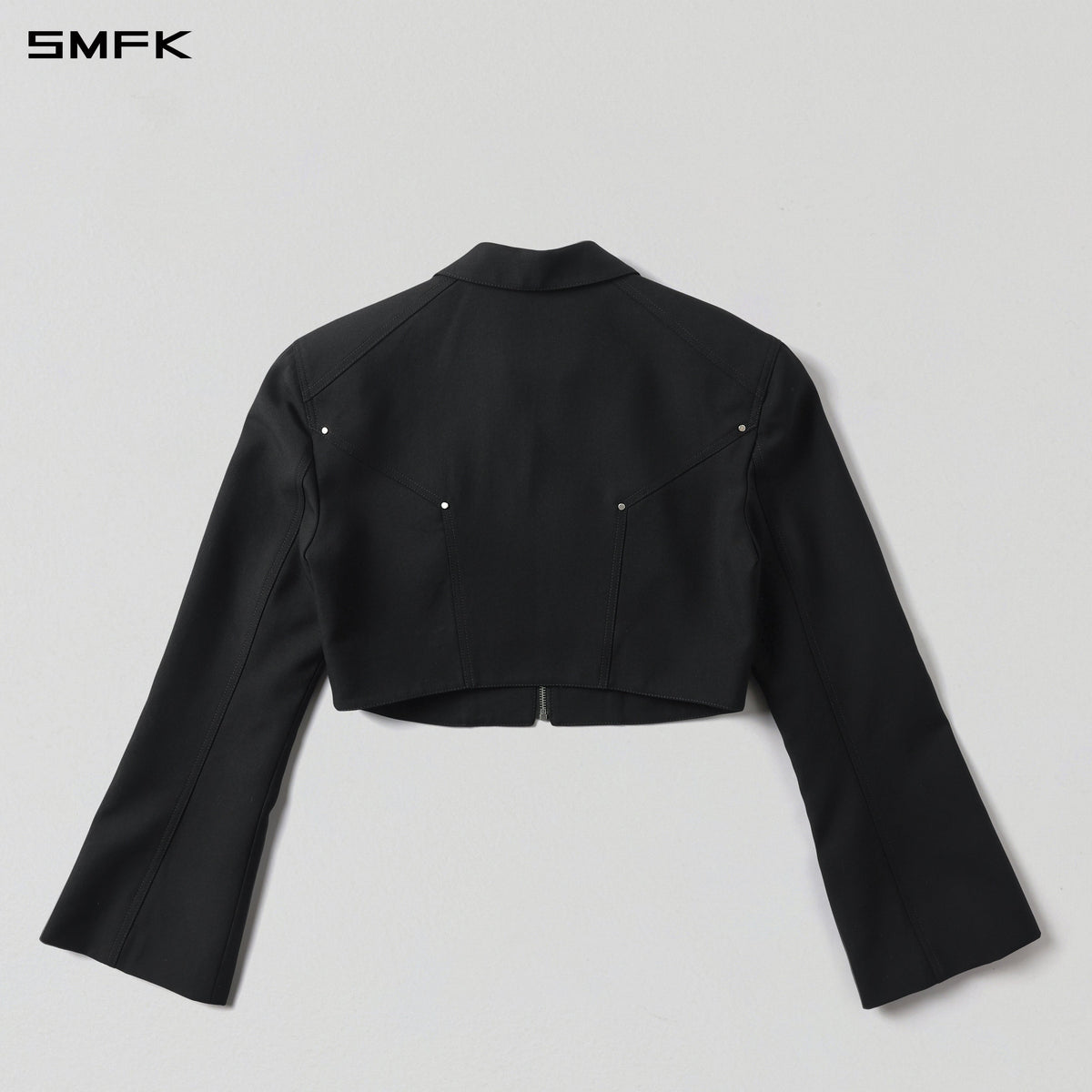 PERMANENT PRISM SHORT PREPPY JACKET /WOOL+POLYESTER MIDNIGHT BLACK