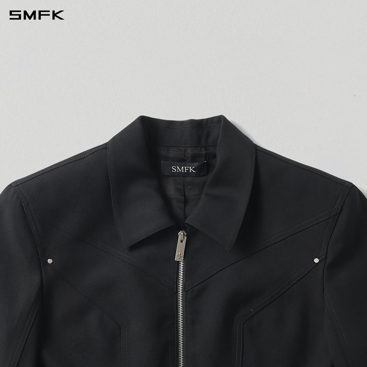 PERMANENT PRISM SHORT PREPPY JACKET /WOOL+POLYESTER MIDNIGHT BLACK