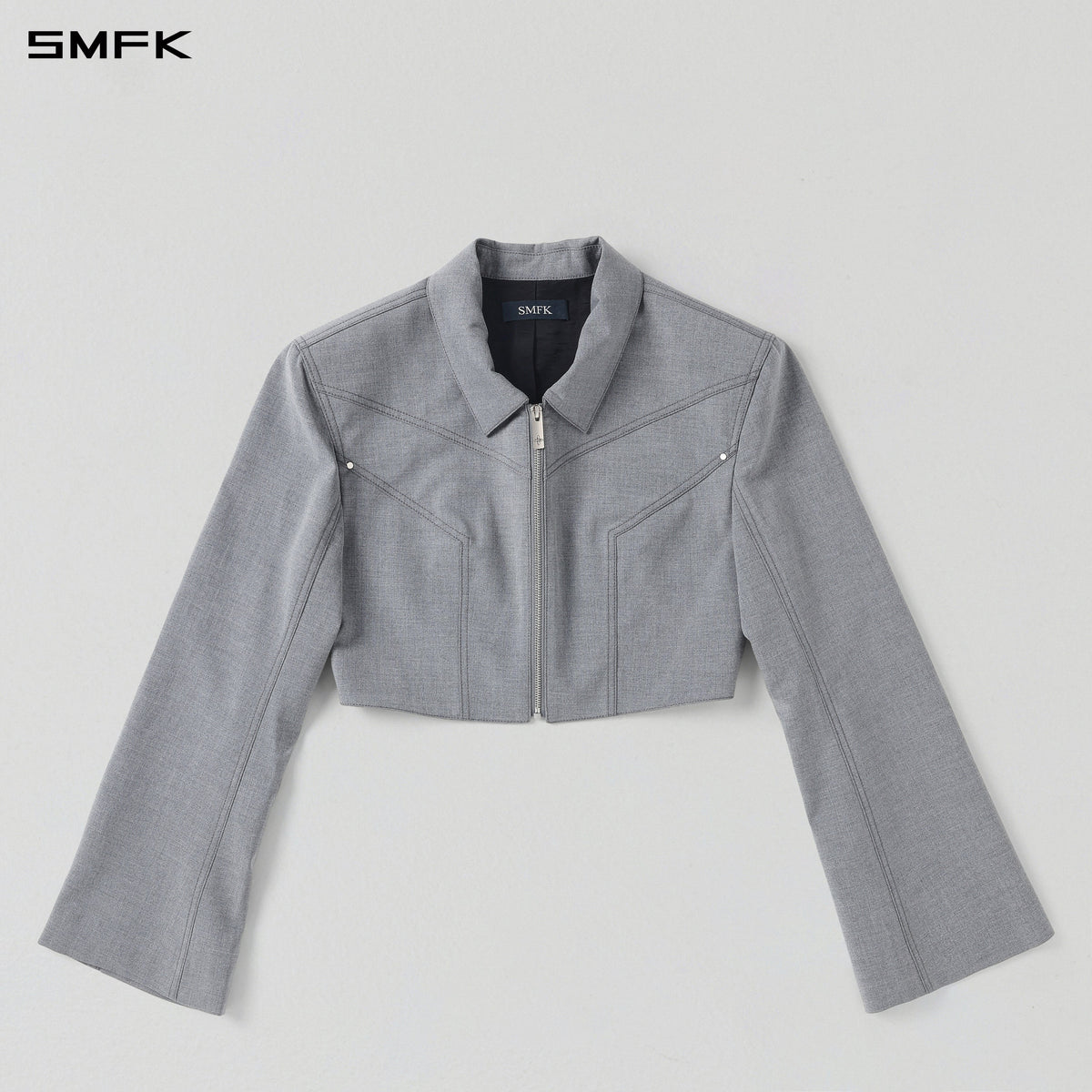PERMANENT PRISM SHORT PREPPY JACKET /POLYESTER+RAYON+WOOL GLACIER GREY