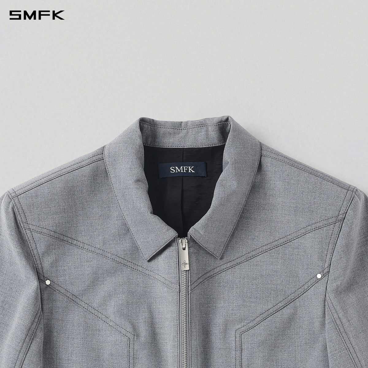 PERMANENT PRISM SHORT PREPPY JACKET /POLYESTER+RAYON+WOOL GLACIER GREY