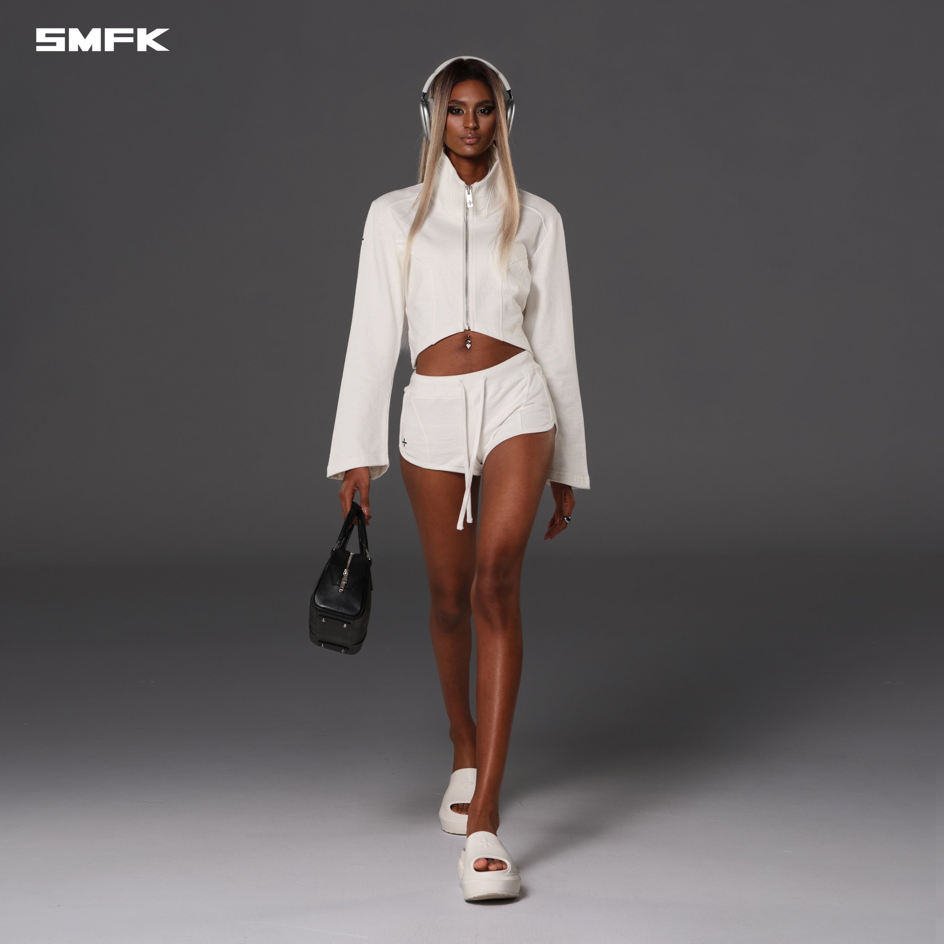 PERMANENT PRISM SHORT JACKET /COTTON WOOL SILK CLOUD WHITE