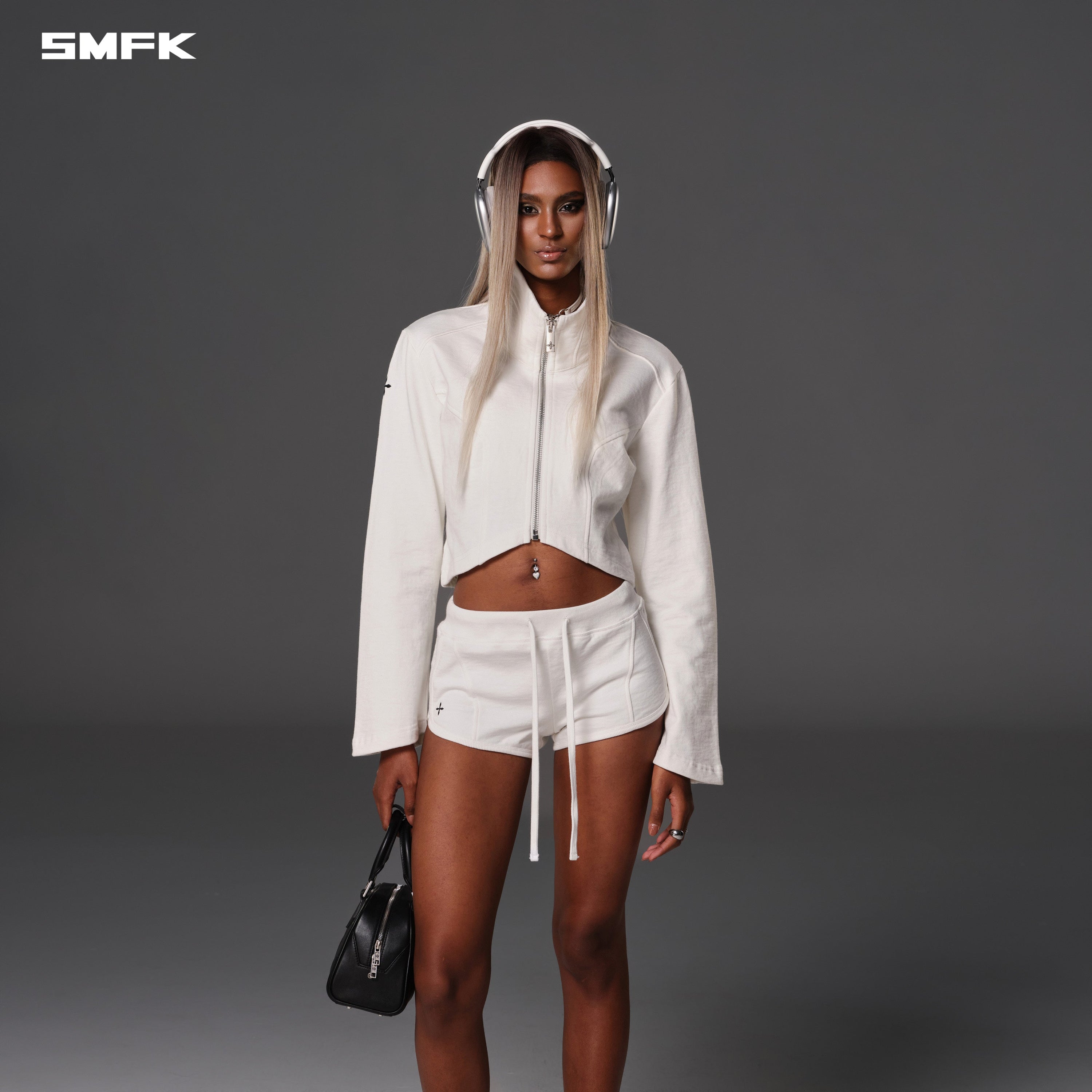 PERMANENT PRISM SHORT JACKET /COTTON WOOL SILK CLOUD WHITE