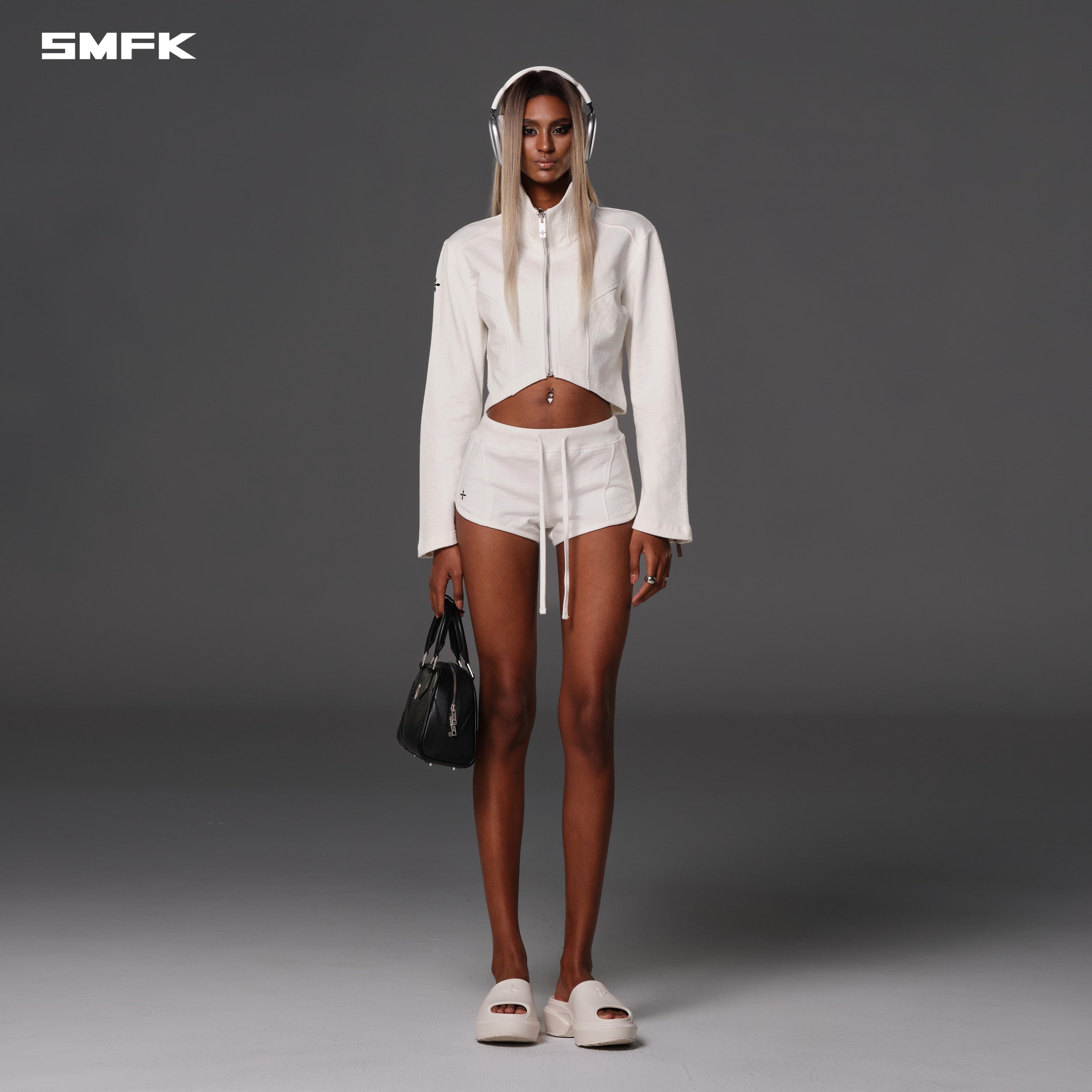 PERMANENT PRISM SHORT JACKET /COTTON WOOL SILK CLOUD WHITE