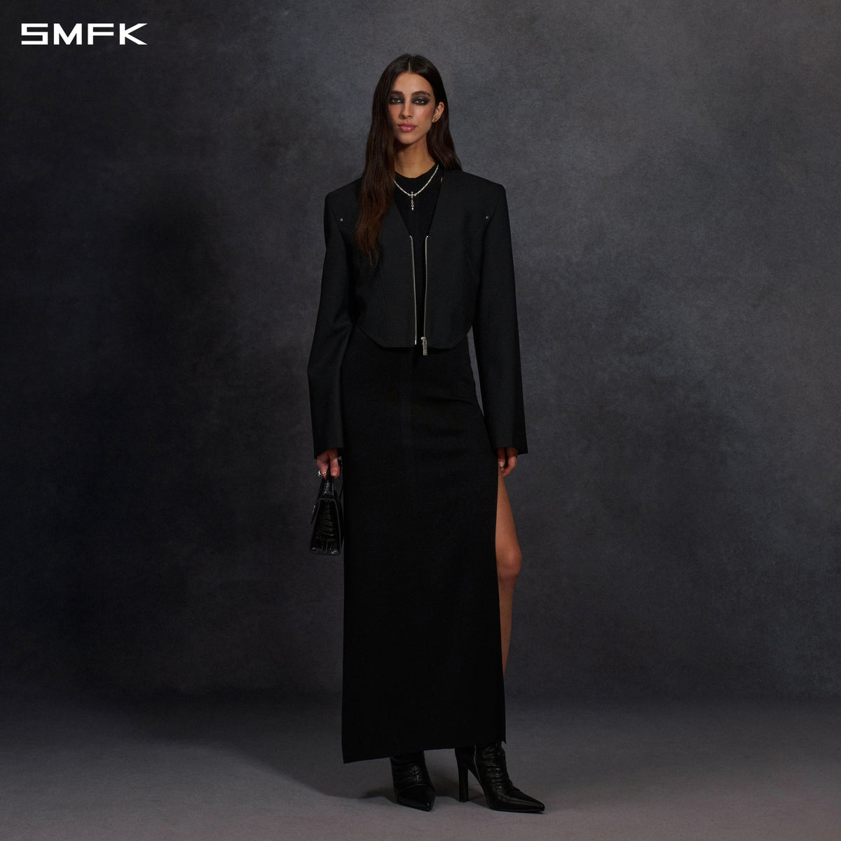 MIRAGE PRISM SHORT SEER JACKET/WOOL+POLYESTER MIDNIGHT BLACK