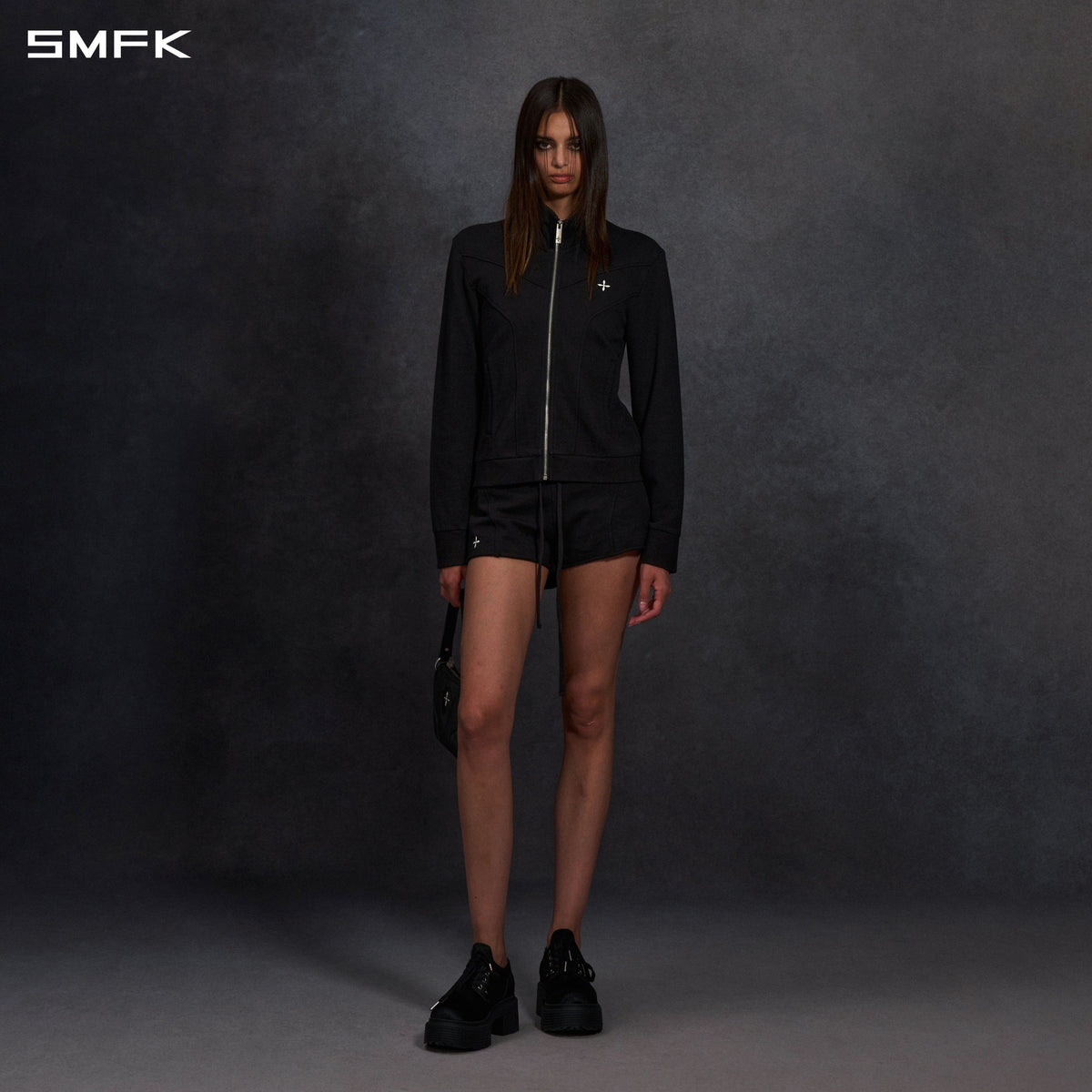 PERMANENT MODE SLIM SPORTS JACKET/COTTON WILD BLACK