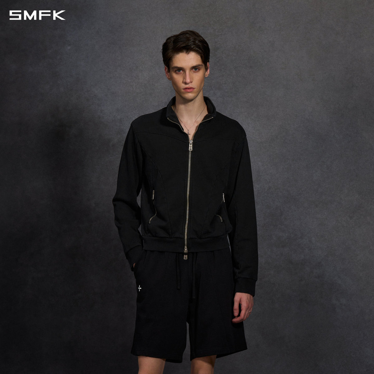 PERMANENT MODE LOOSE SPORTS JACKET- UNISEX/COTTON WILD BLACK
