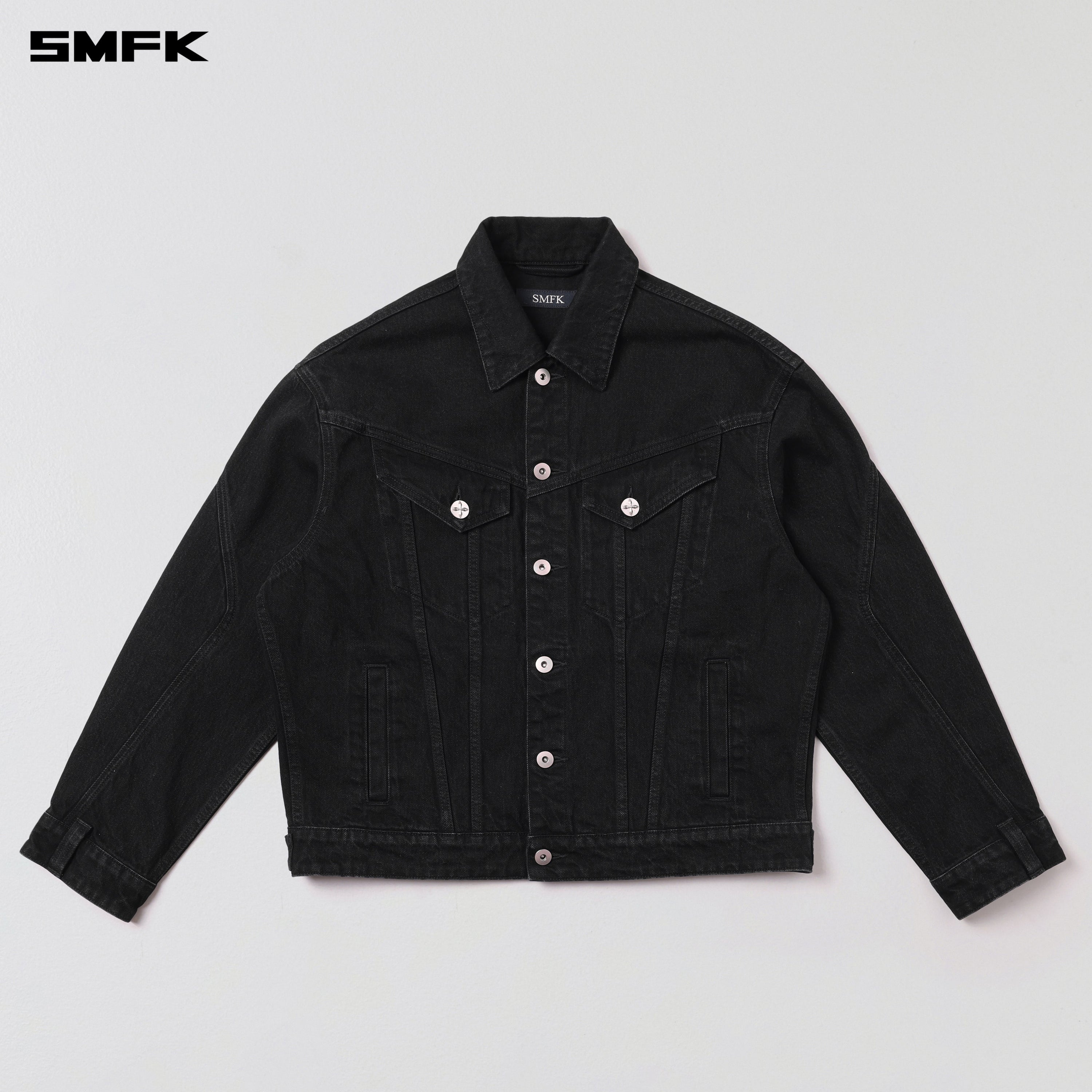 WILD MIRAGE LOOSE DENIM JACKET/COTTON WILD BLACK