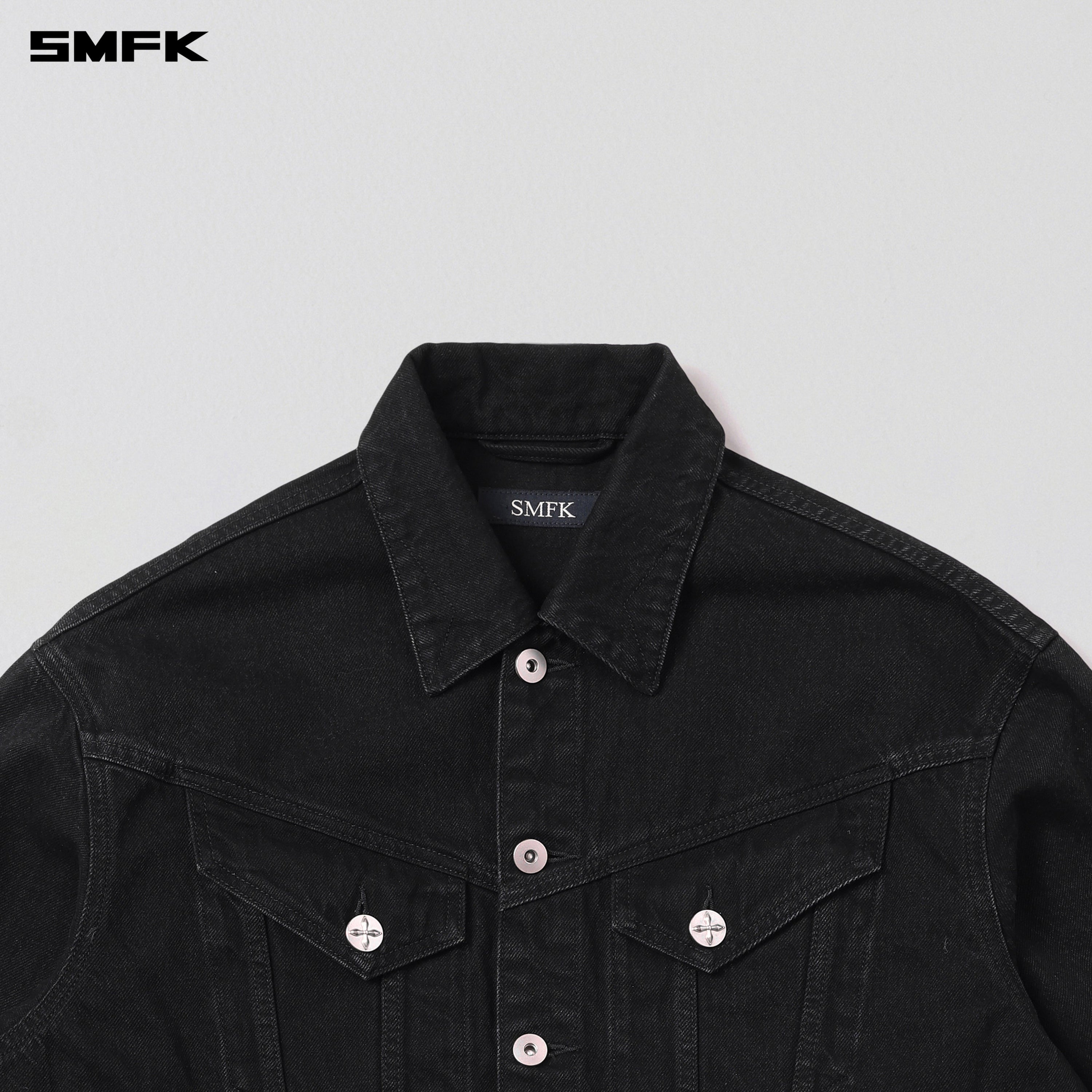 WILD MIRAGE LOOSE DENIM JACKET/COTTON WILD BLACK