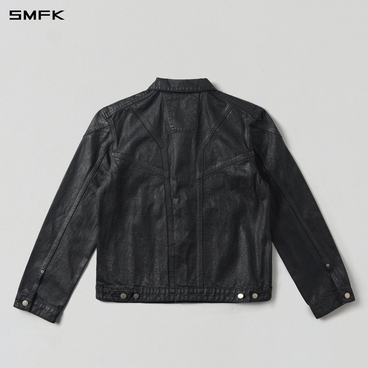 WILD MIRAGE HANDCRAFT LOOSE DENIM JACKET/COTTON+METALLIC COATING/U INK BLACK