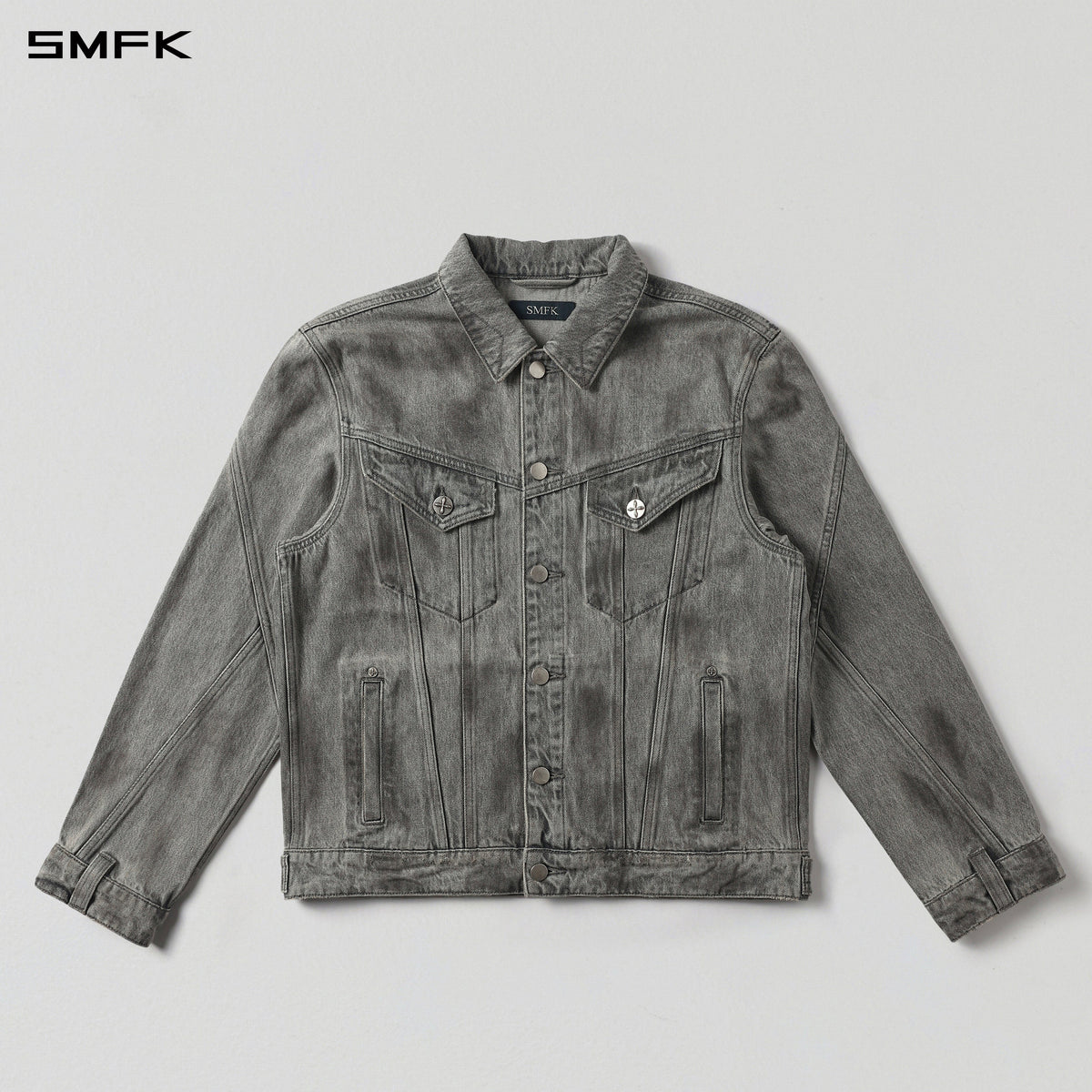 WILD MIRAGE HANDCRAFT LOOSE DENIM JACKET/COTTON+DIRTY/U MIRAGE GREY