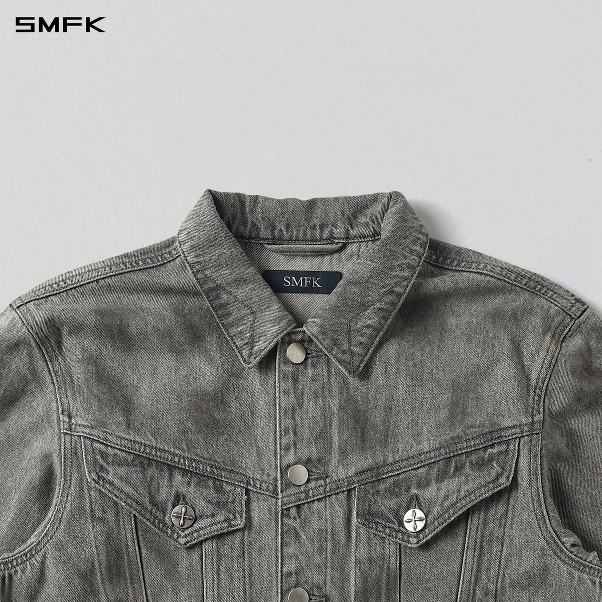 WILD MIRAGE HANDCRAFT LOOSE DENIM JACKET/COTTON+DIRTY/U MIRAGE GREY