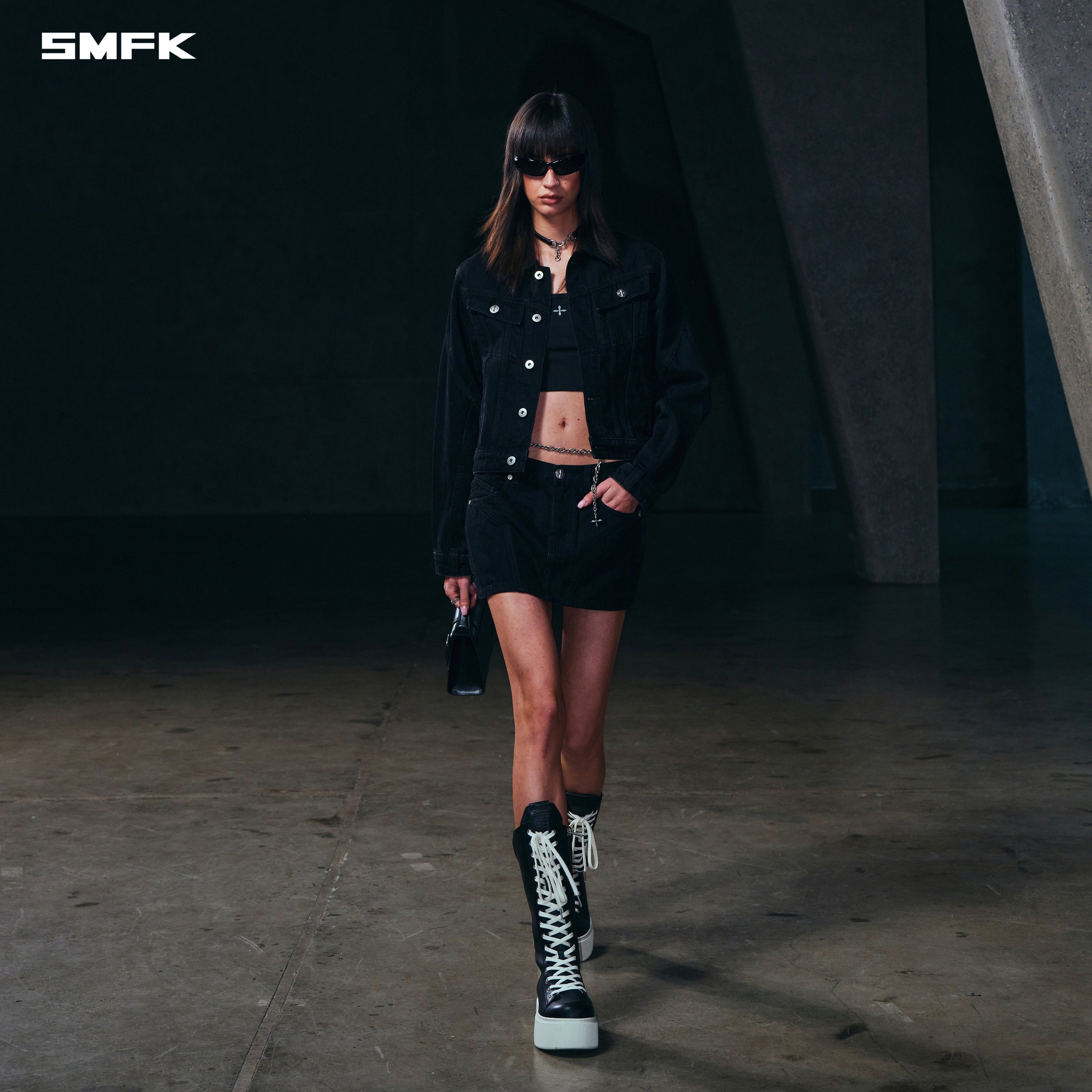 WILD MIRAGE SLIM DENIM JACKET/COTTON WILD BLACK