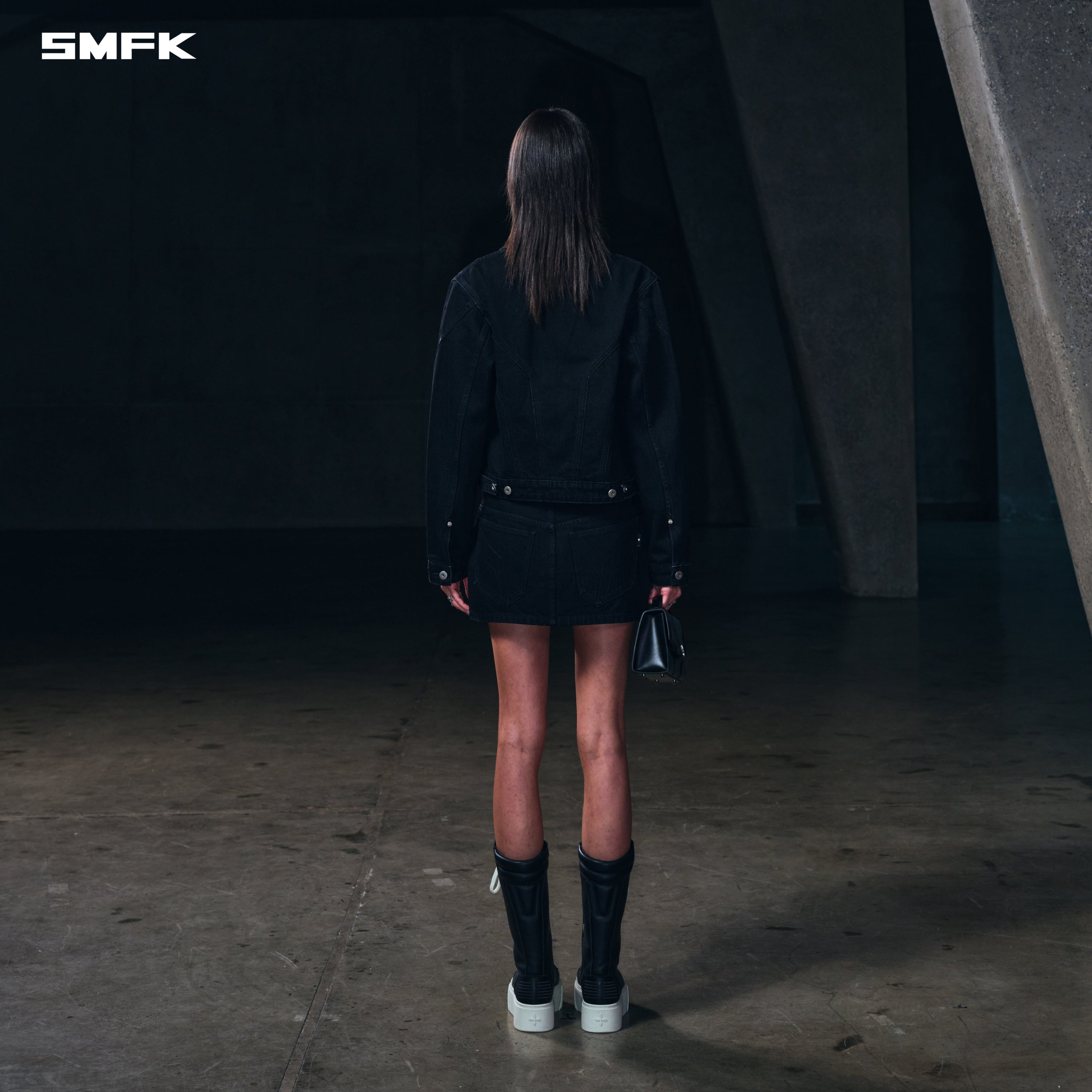 WILD MIRAGE SLIM DENIM JACKET/COTTON WILD BLACK