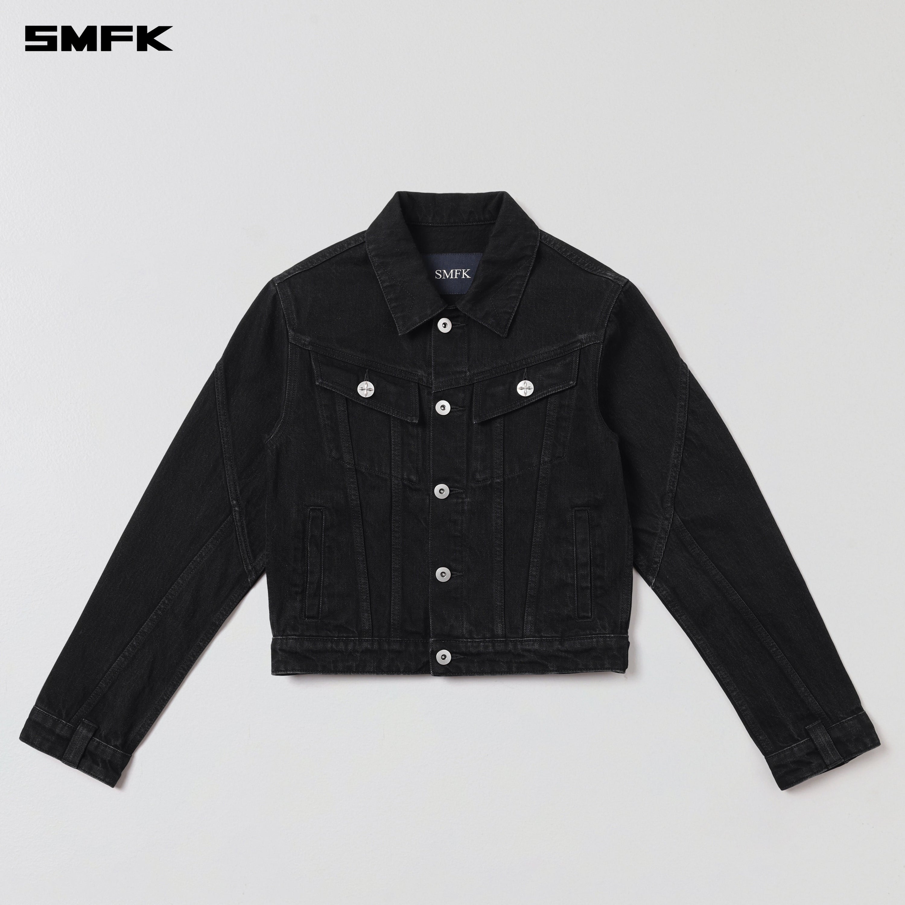 WILD MIRAGE SLIM DENIM JACKET/COTTON WILD BLACK