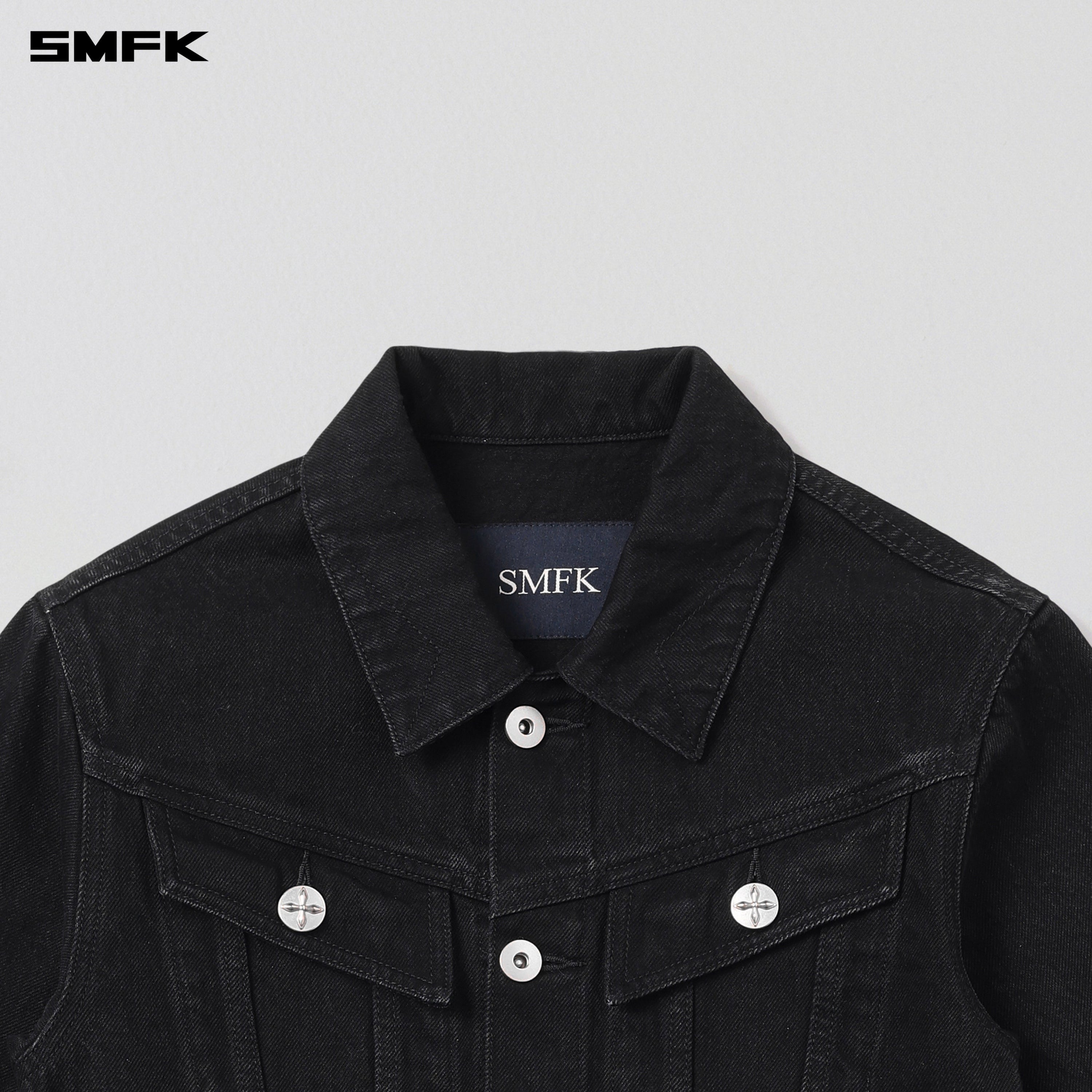WILD MIRAGE SLIM DENIM JACKET/COTTON WILD BLACK