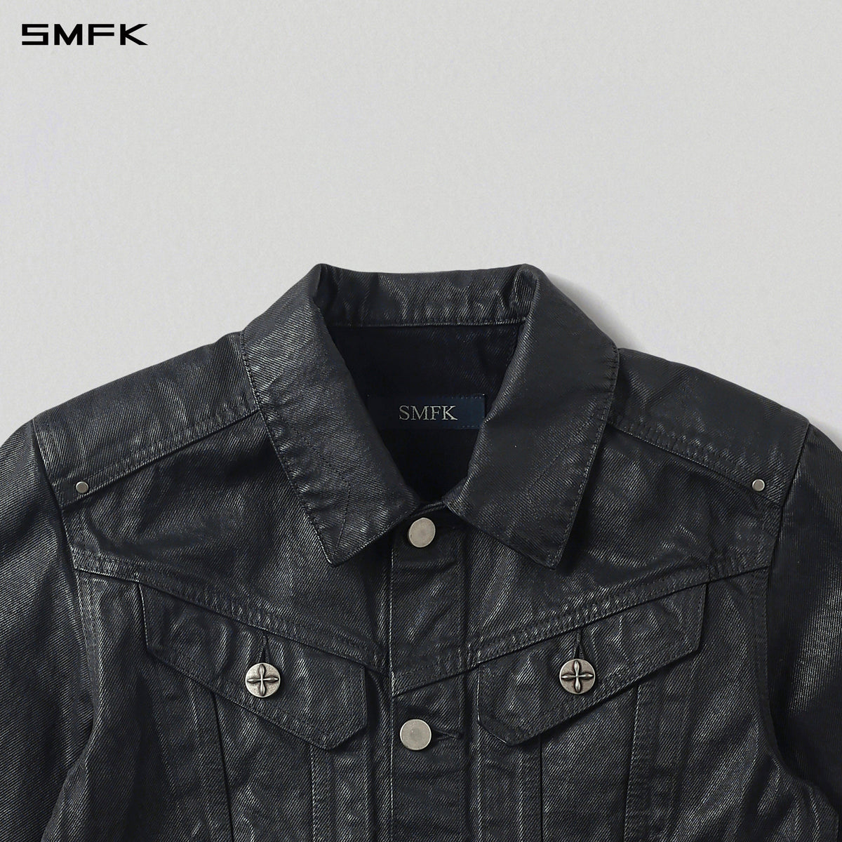 WILD MIRAGE HANDCRAFT SLIM DENIM JACKET/DENIM COTTON/W INK BLACK