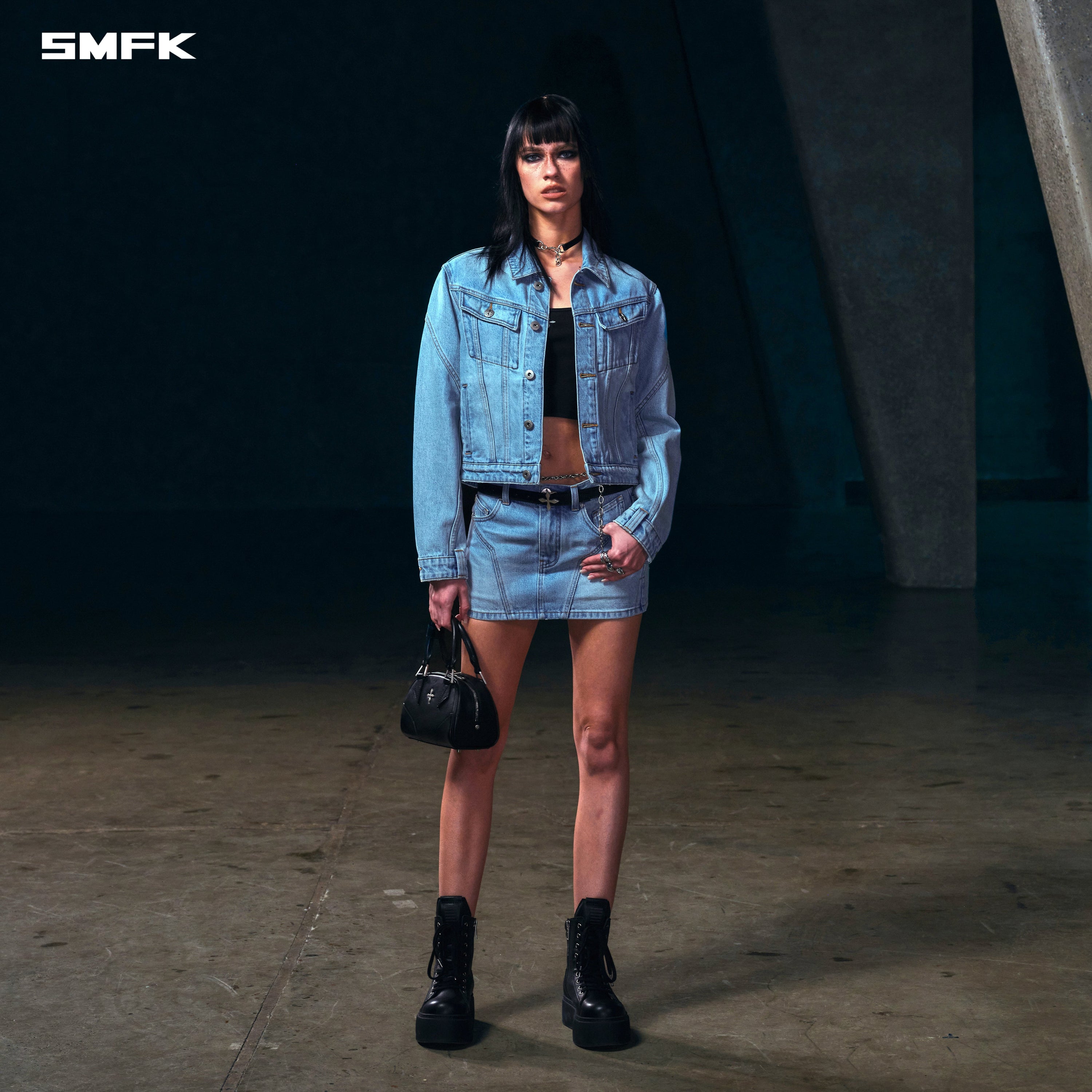 WILD MIRAGE SLIM DENIM JACKET/COTTON WILD SKY BLUE