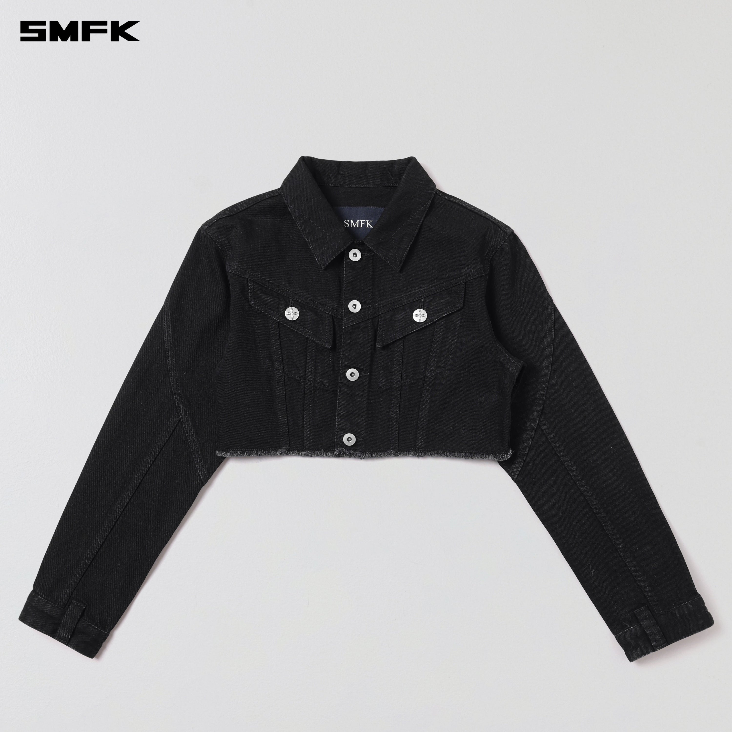 WILD MIRAGE HORT DENIM JACKET/COTTON WILD BLACK