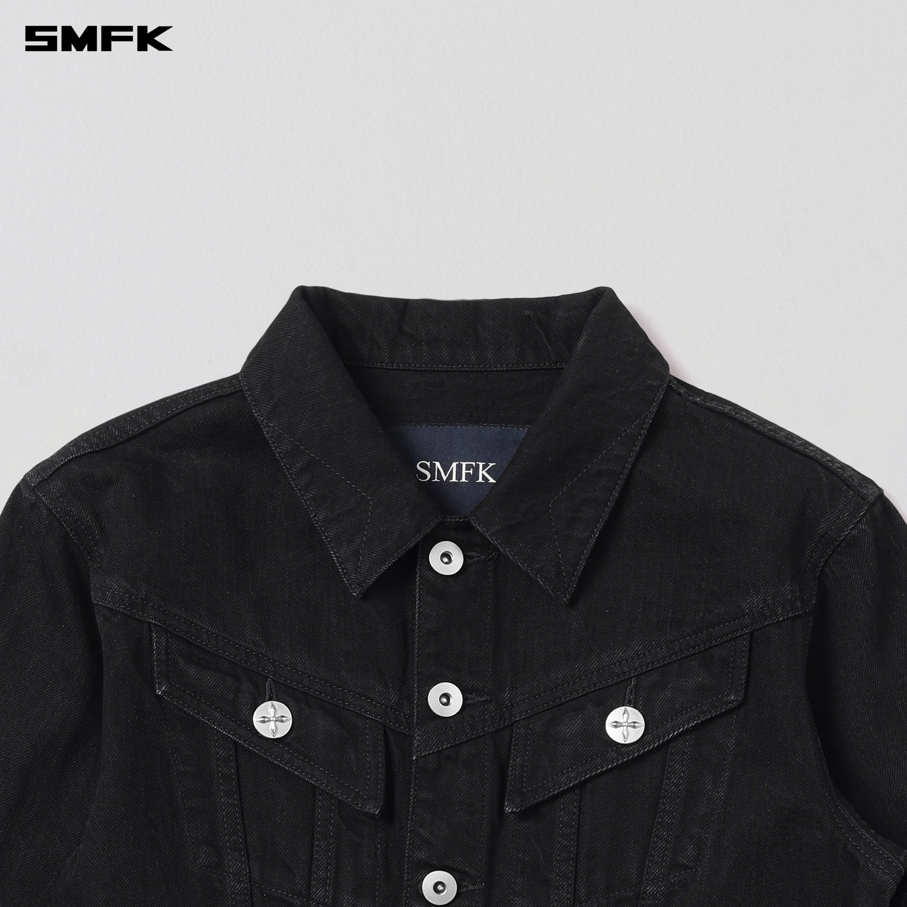 WILD MIRAGE HORT DENIM JACKET/COTTON WILD BLACK