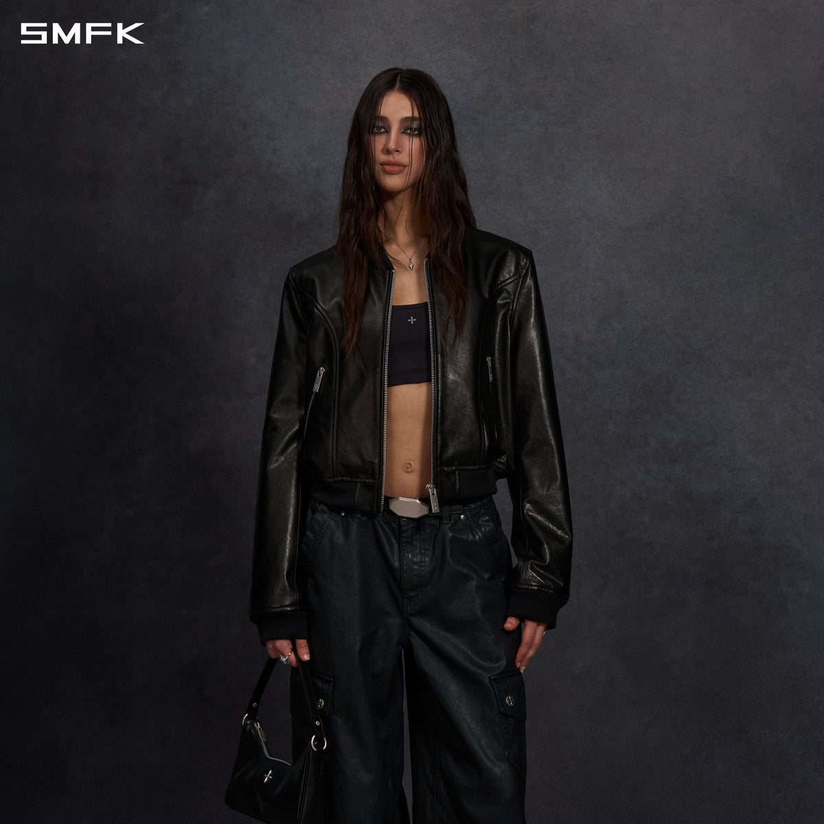 PERMANENT PRISM SLIM LEATHER VARSITY JACKET/SOFT WAX CALF LEATHER/U MIDNIGHT BLACK