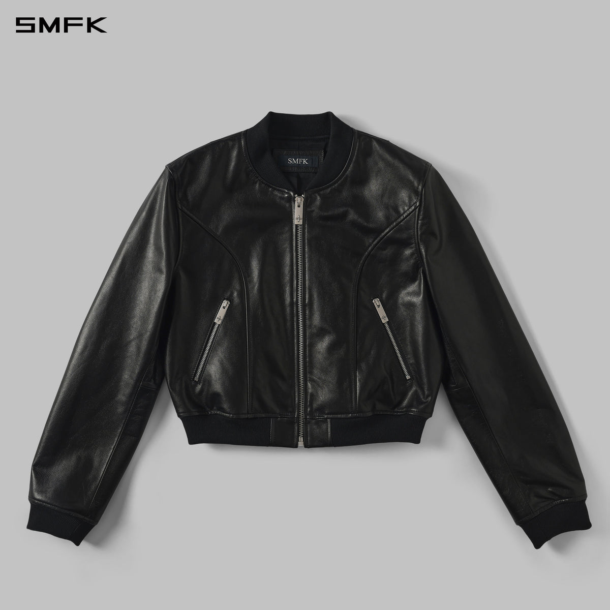 PERMANENT PRISM SLIM LEATHER VARSITY JACKET/SOFT WAX CALF LEATHER/U MIDNIGHT BLACK