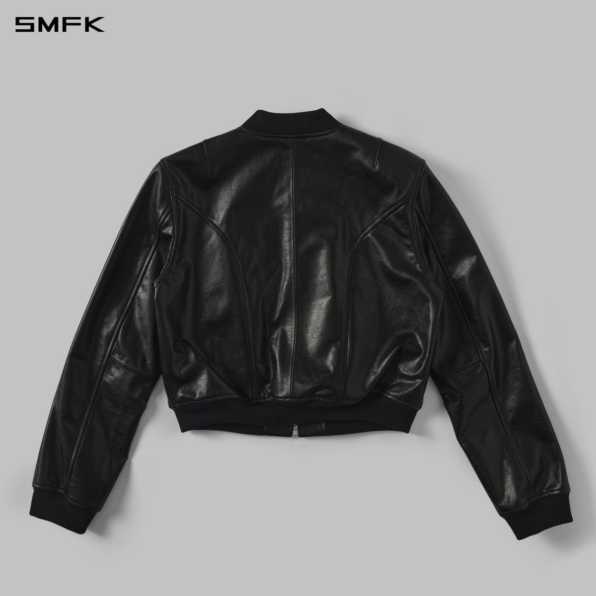 PERMANENT PRISM SLIM LEATHER VARSITY JACKET/SOFT WAX CALF LEATHER/U MIDNIGHT BLACK